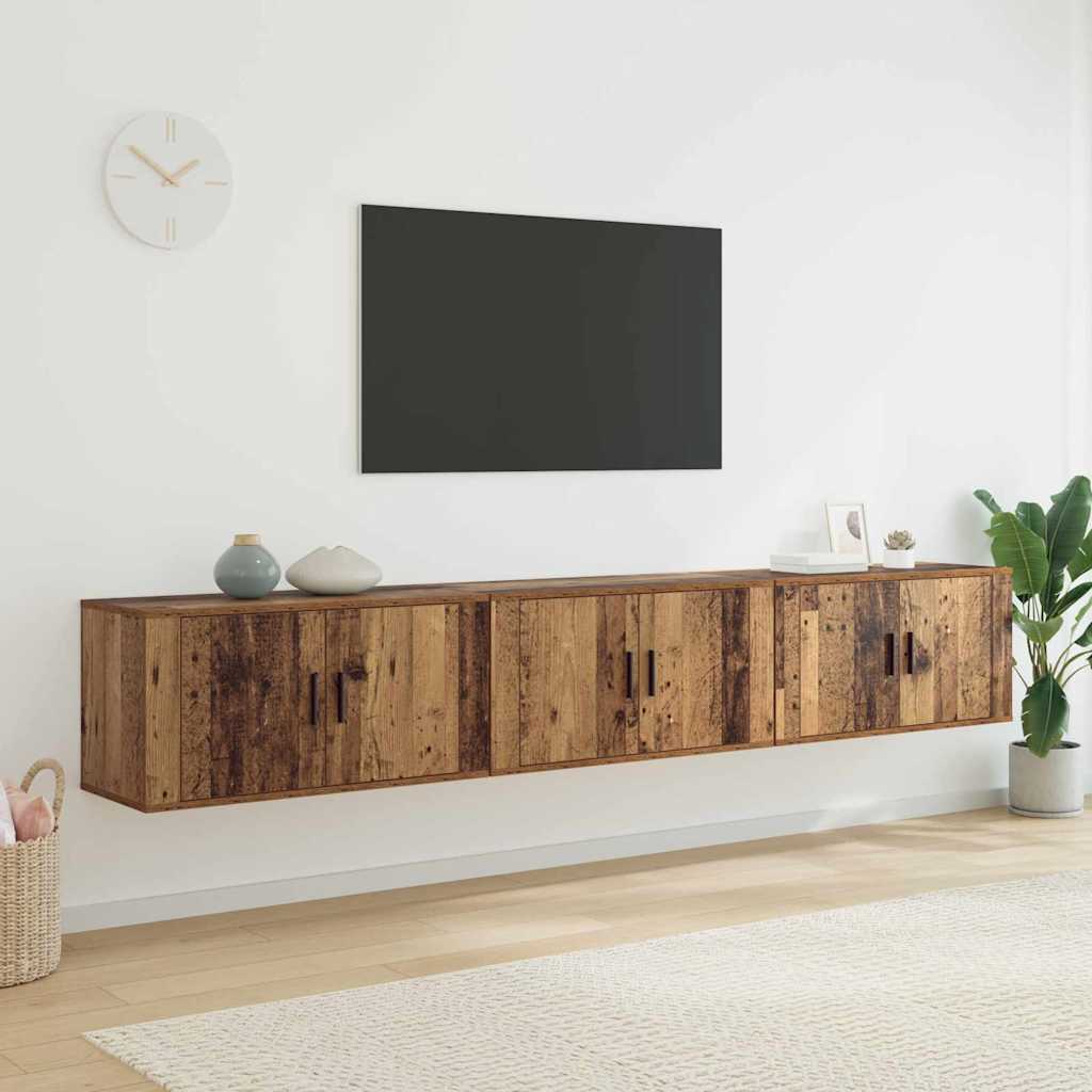 Wand-TV-Schrank Set 3 stk. Altholz Holzwerkstoff