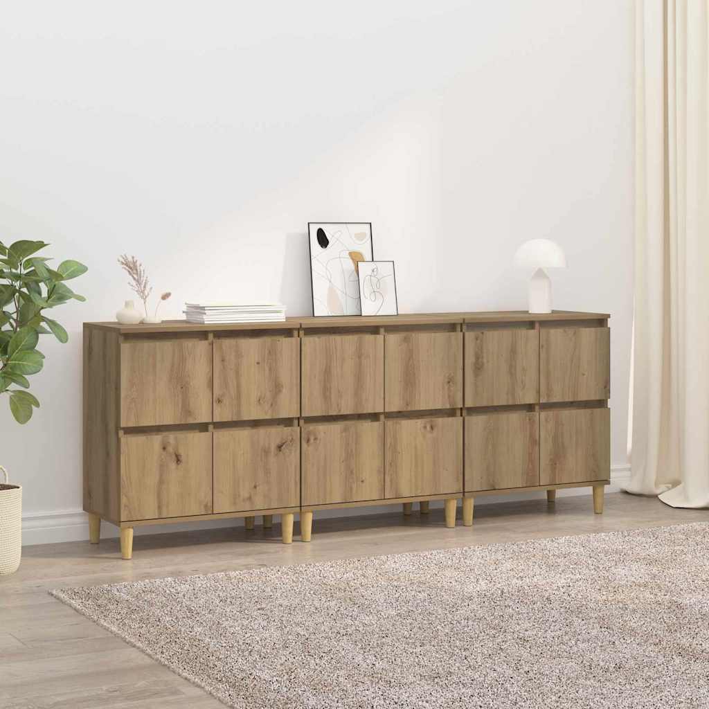 Sideboards 3 stk. Artisan-Eiche 60 x 35 x 70 cm Holzwerkstoff
