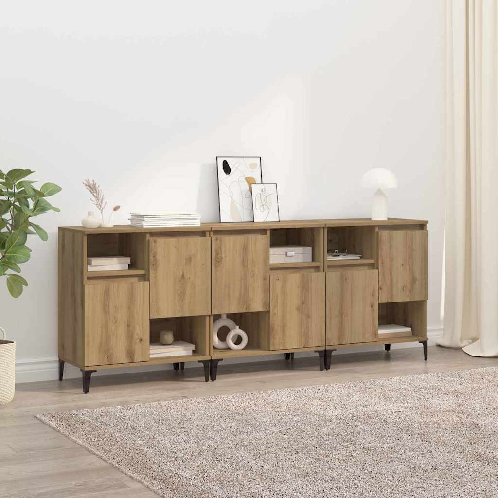 Sideboards 3 stk. Artisan-Eiche 60 x 35 x 70 cm Holzwerkstoff