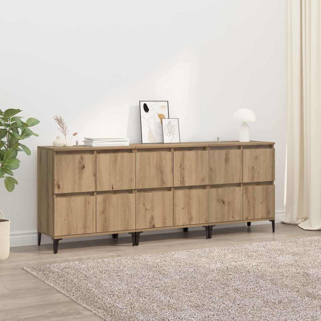 Sideboards 3 stk. Artisan-Eiche 60 x 35 x 70 cm Holzwerkstoff