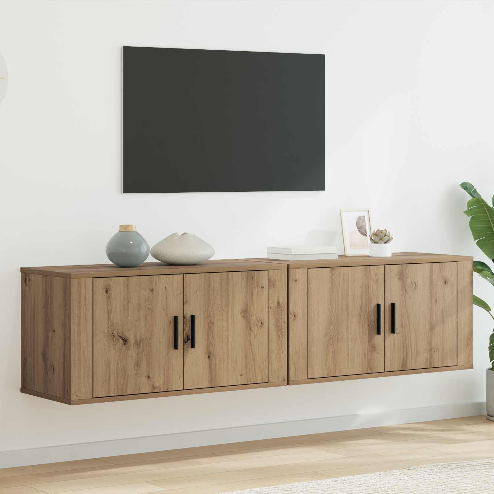Wand-TV-Schrank Set 2 stk. Artisan-Eiche Holzwerkstoff