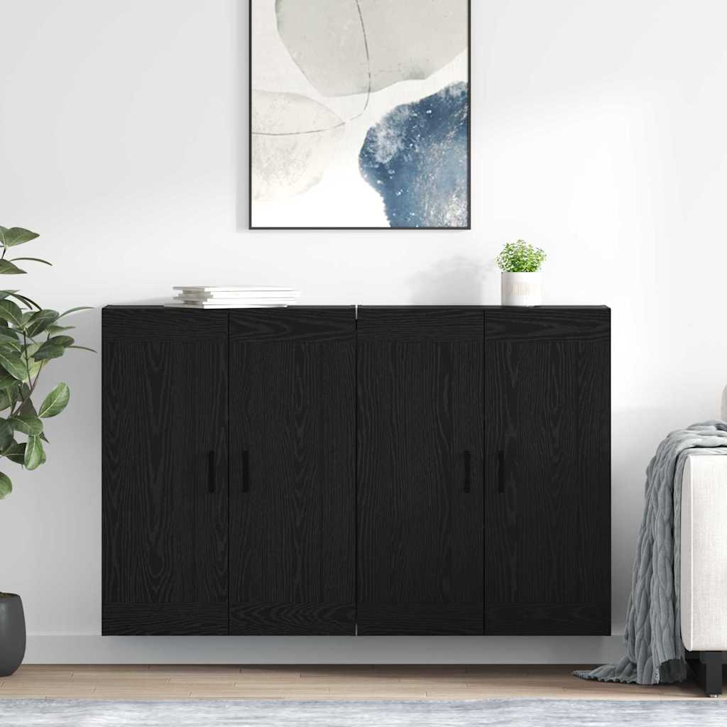 Wandmontierter Schrank 2 stk. Schwarz Eichen-Optik