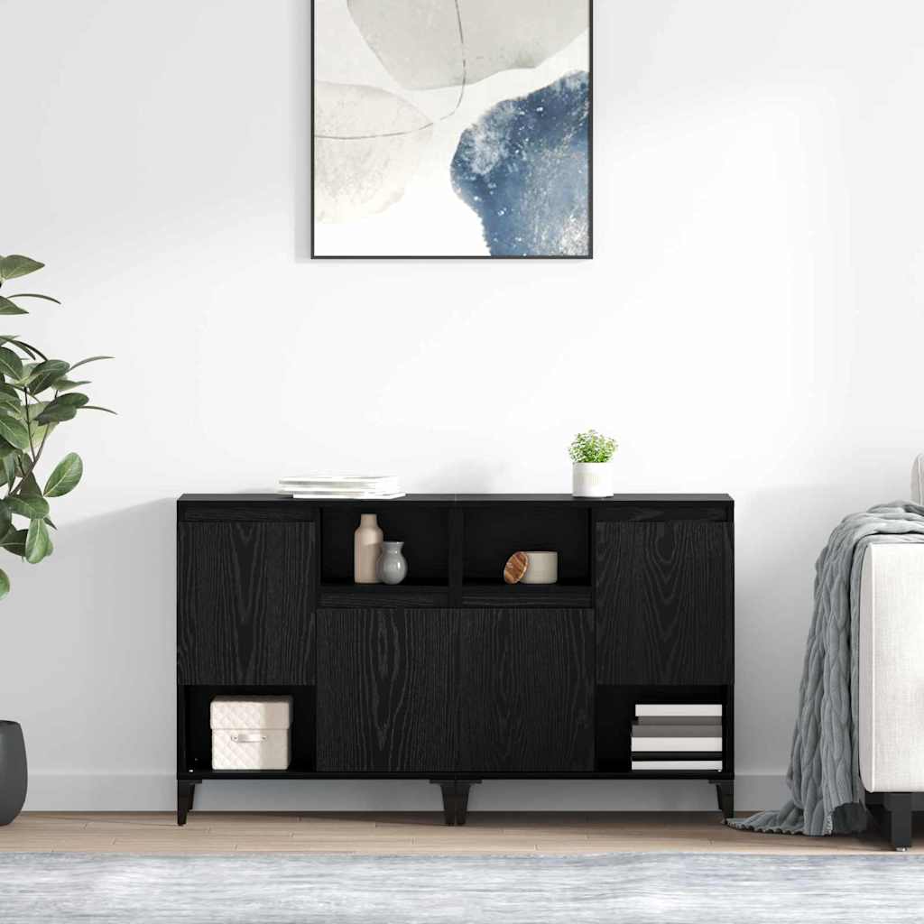 Sideboards 2 stk. Schwarz Eichen-Optik 60 x 35 x 70 cm