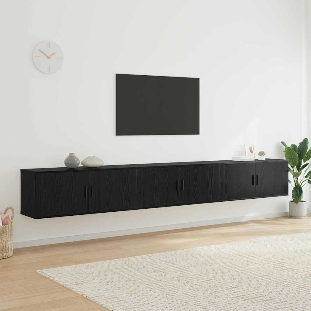 Wand-TV-Schrank Set 3 stk. Schwarz Eichen-Optik Holzwerkstoff