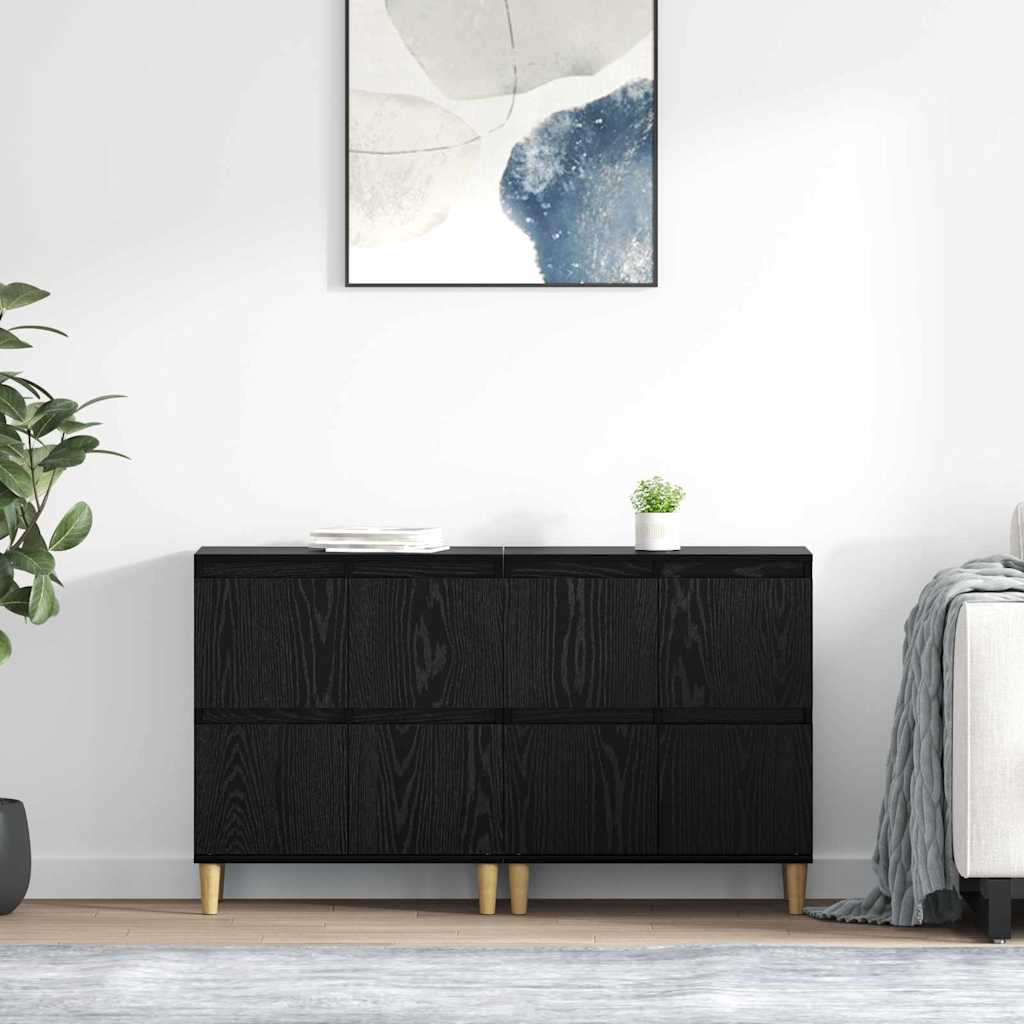 Sideboards 2 stk. Schwarz Eichen-Optik 60 x 35 x 70 cm