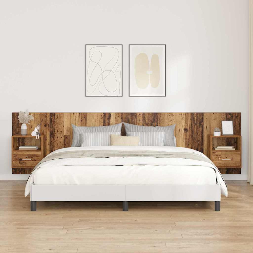 Kopfteil mit Schrank 3 stk. Altholz Holzwerkstoff
