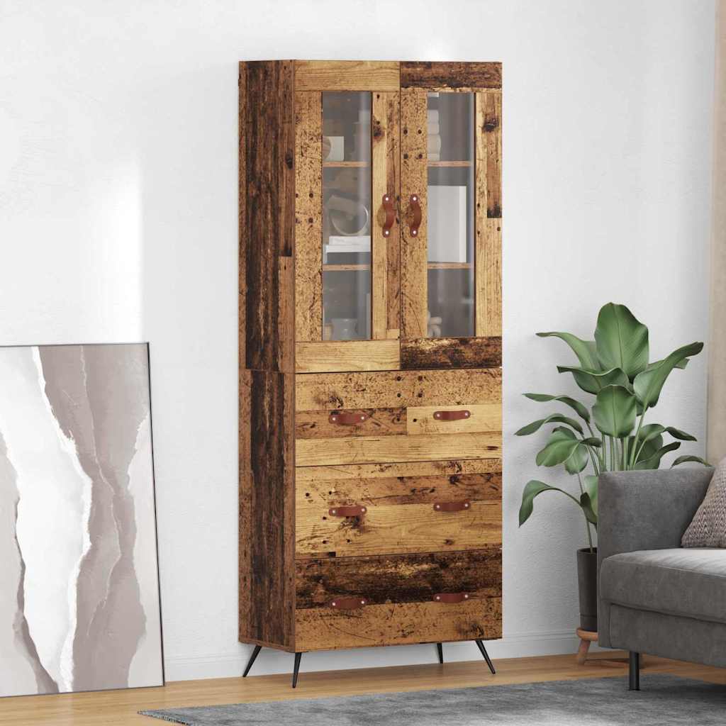 Highboard-Schrank mit Regal 2 stk. Altholz 69,5 x 34 x 180 cm