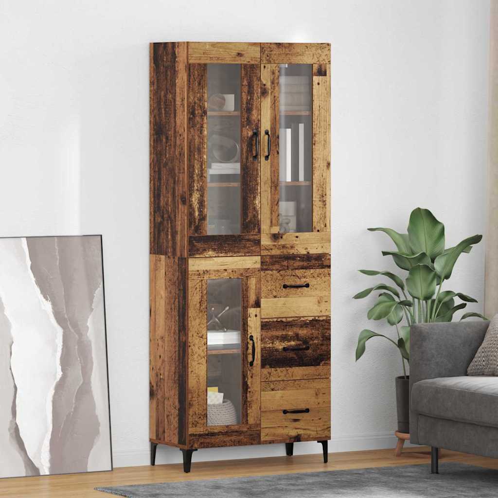 Highboard Altholz 69,5 x 34 x 180 cm Holzwerkstoff