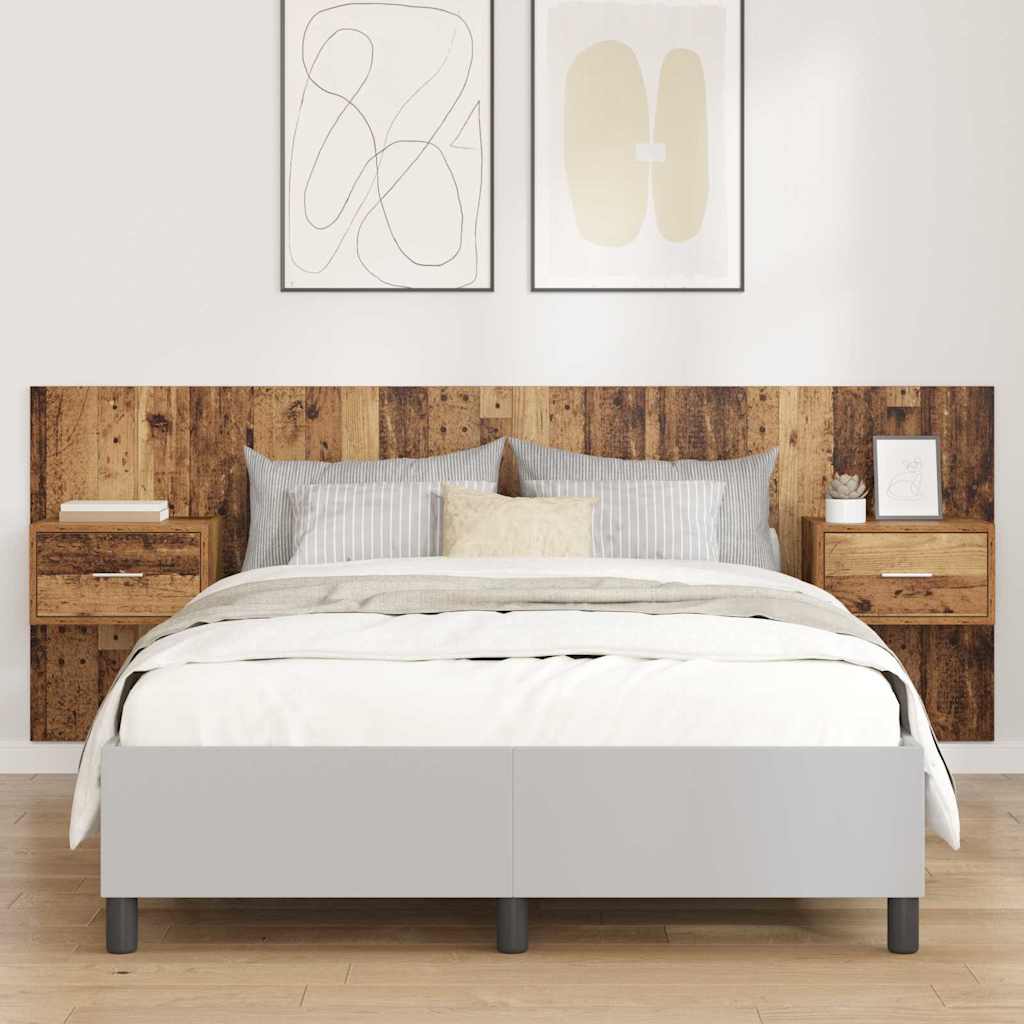 Kopfteil mit Schrank 3 stk. Altholz Holzwerkstoff