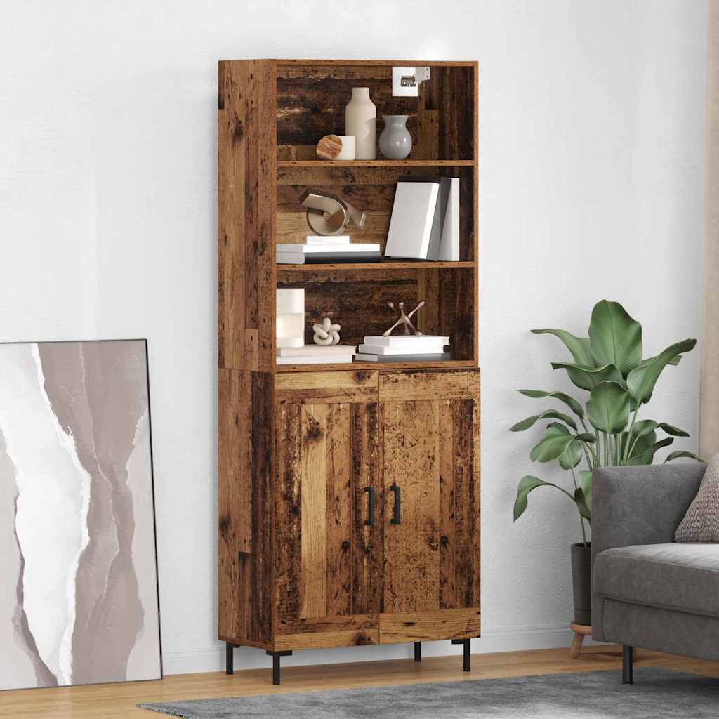 Highboard Altholz 69,5 x 34 x 180 cm Holzwerkstoff