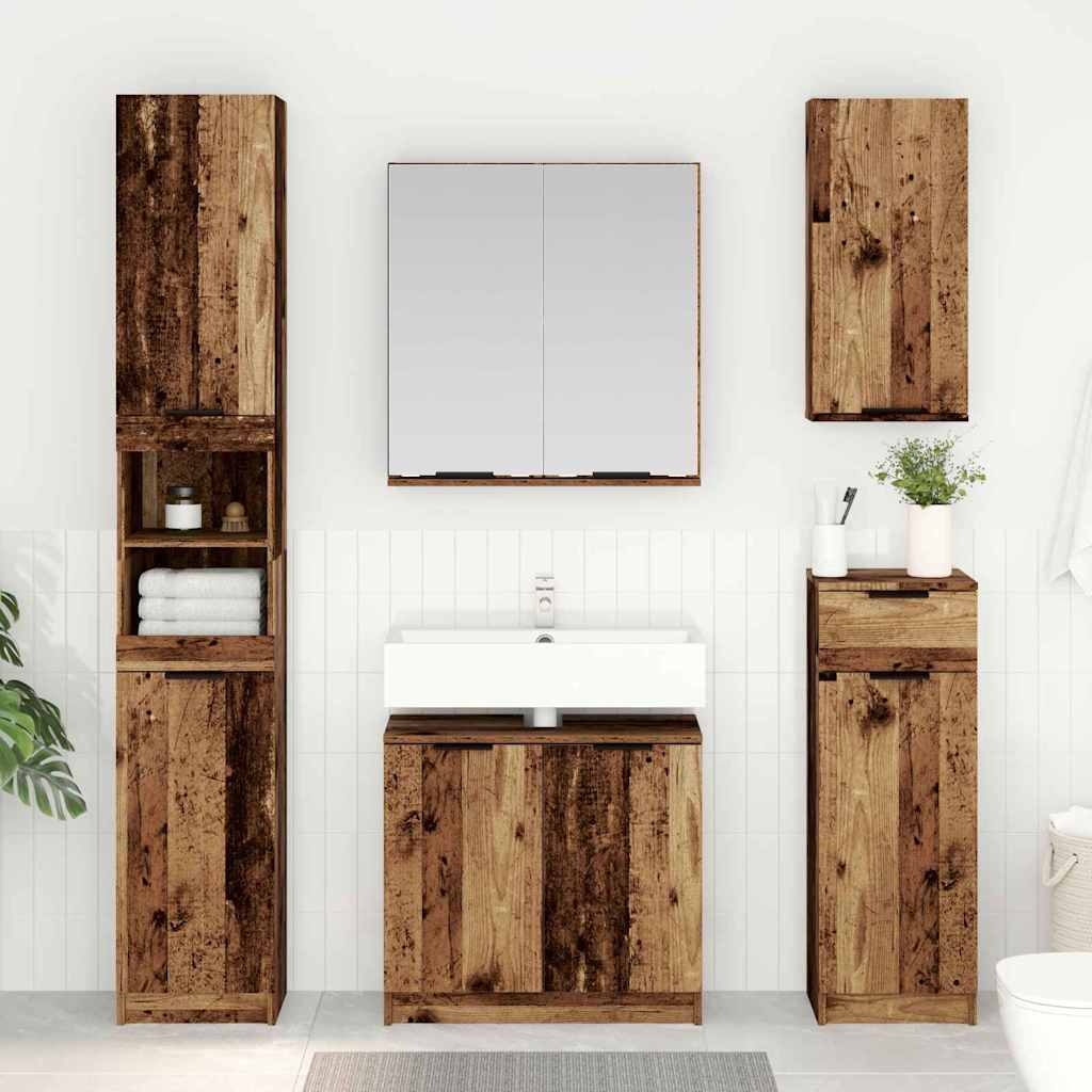 Badezimmerschrank-Set 3 Stk. Altholz Holzwerkstoff