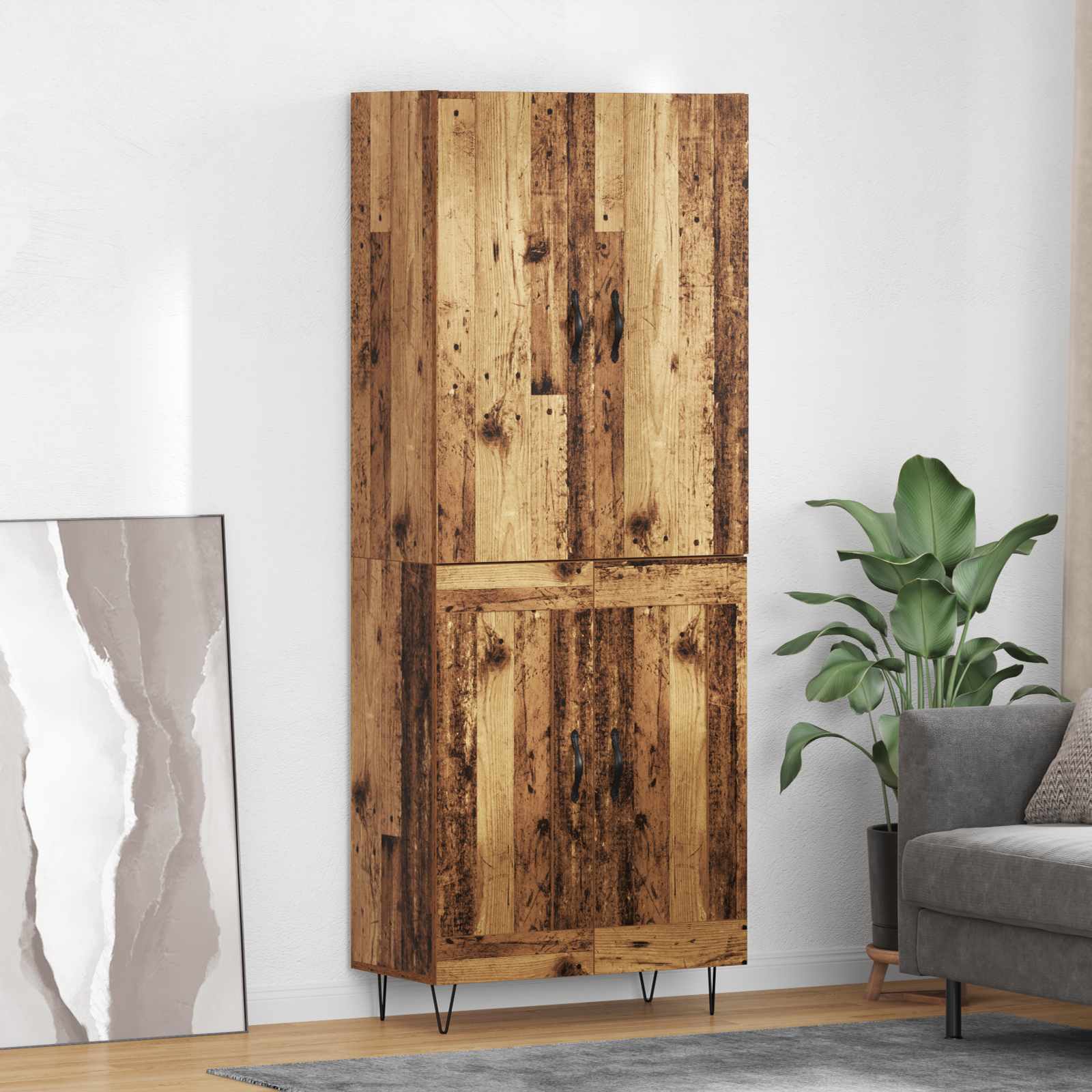 Highboard 2 stk. Altholz 69,5 x 34 x 180 cm Holzwerkstoff