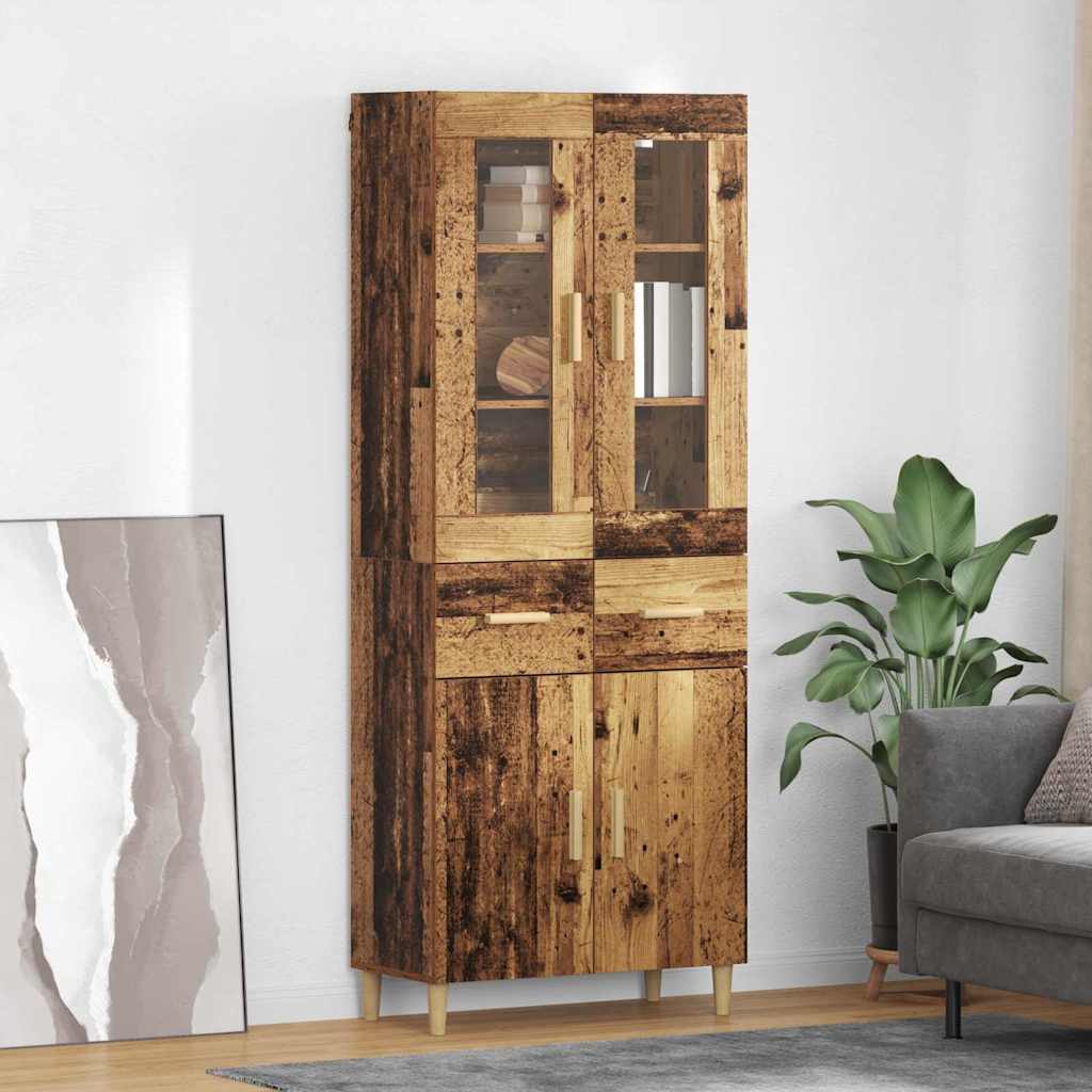 Highboard Altholz 69,5 x 34 x 180 cm Holzwerkstoff