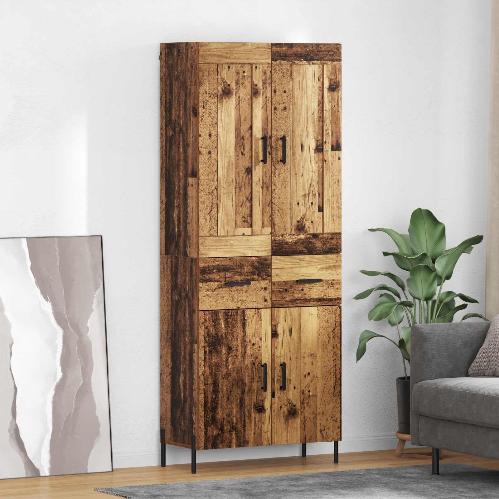 Highboard 2 stk. Altholz 69,5 x 34 x 180 cm Holzwerkstoff
