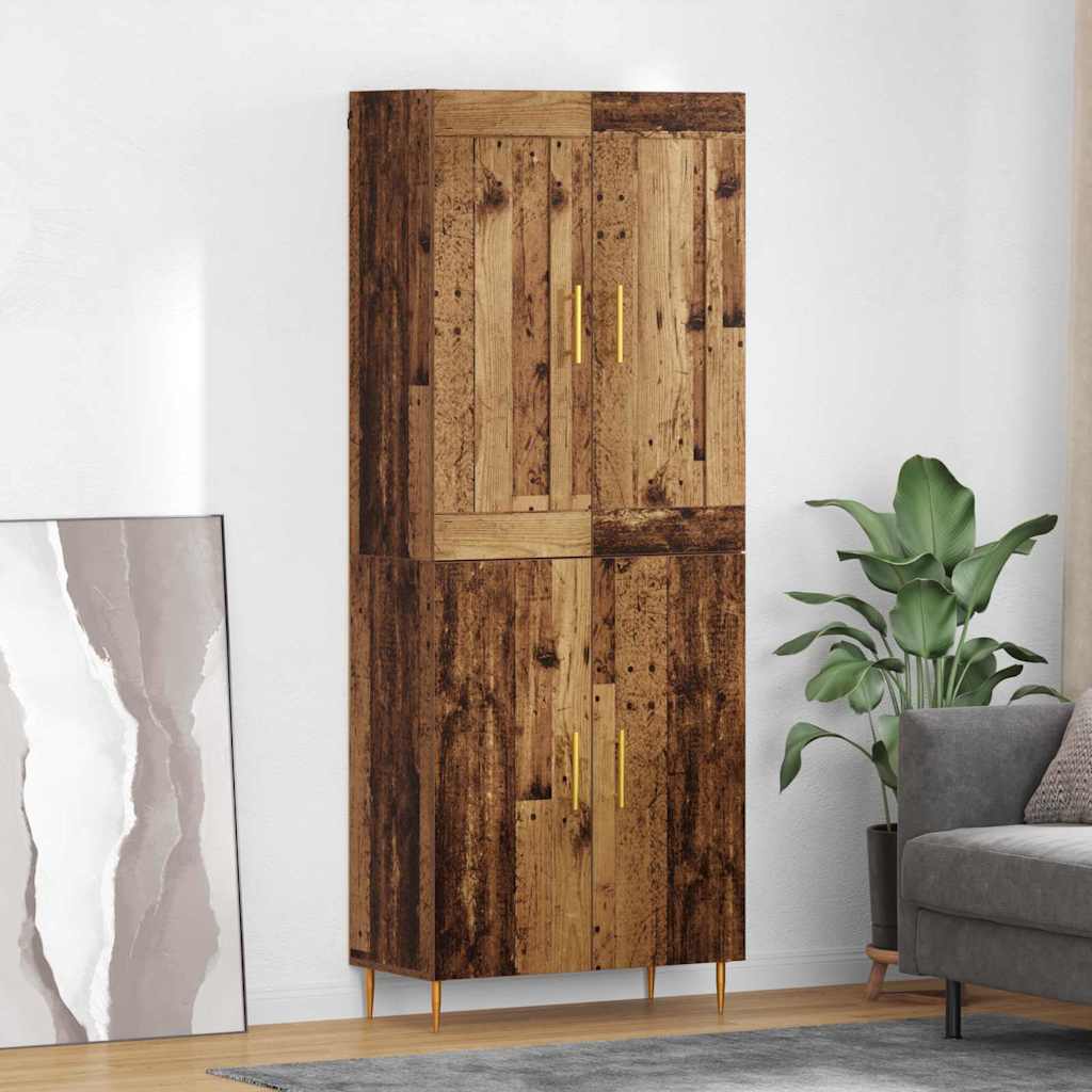 Highboard Altholz 69,5 x 34 x 180 cm Holzwerkstoff