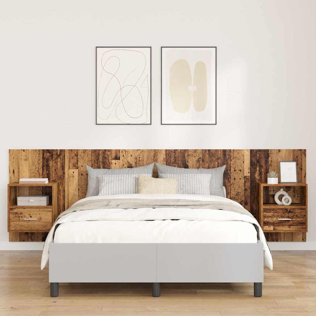 Kopfteil mit Schrank 3 stk. Altholz Holzwerkstoff
