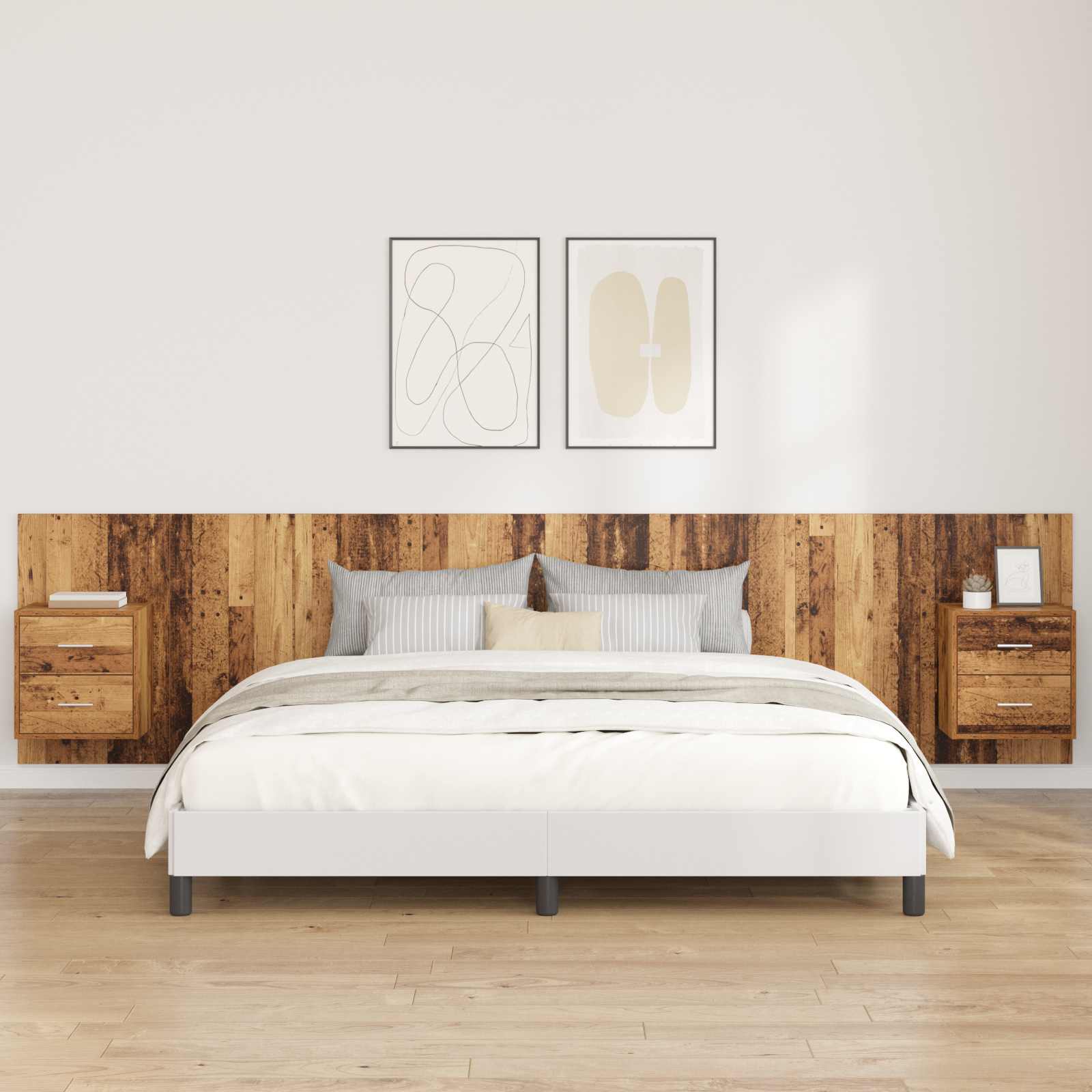 Kopfteil mit Schrank 3 stk. Altholz Holzwerkstoff
