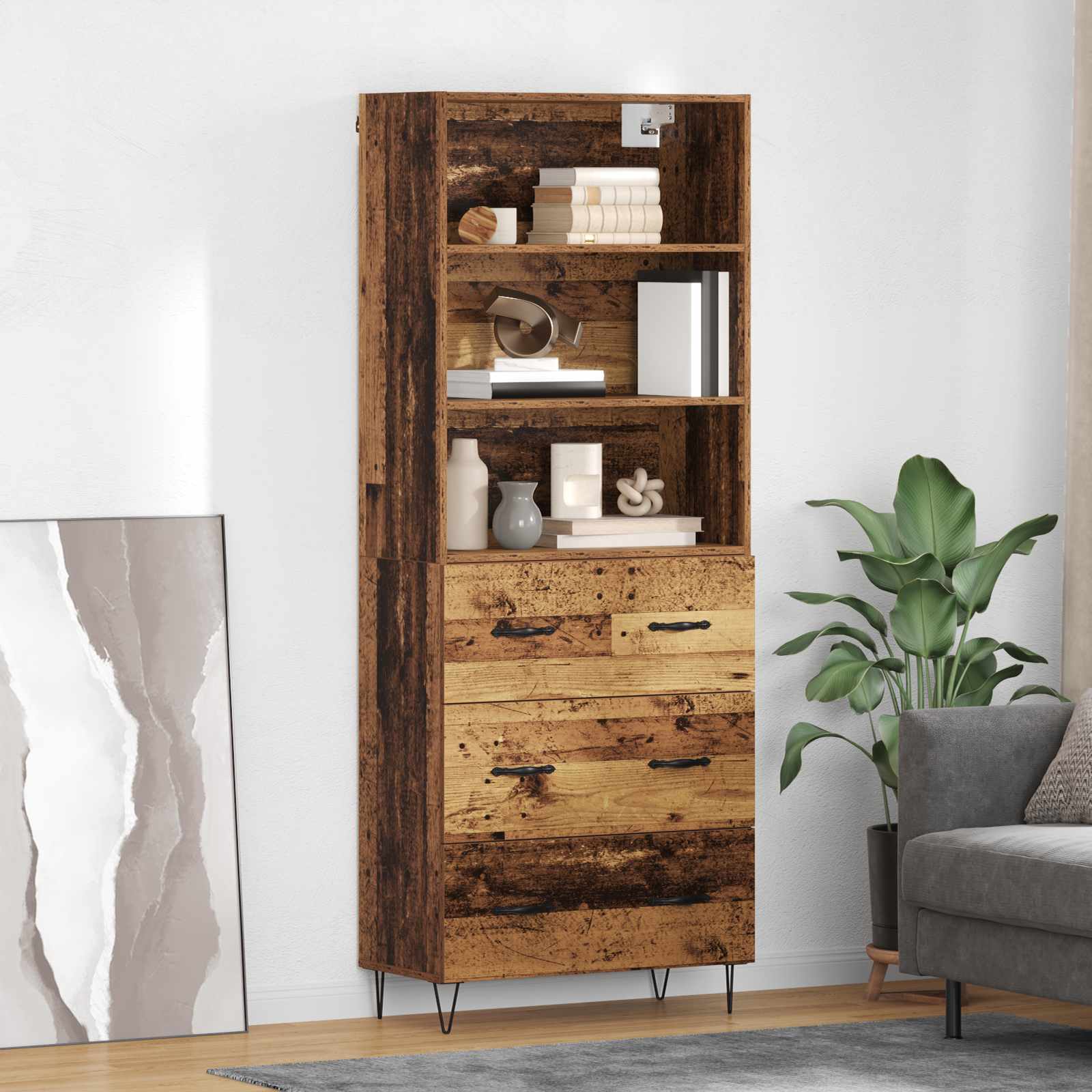 Highboard 2 stk. Altholz 69,5 x 34 x 180 cm