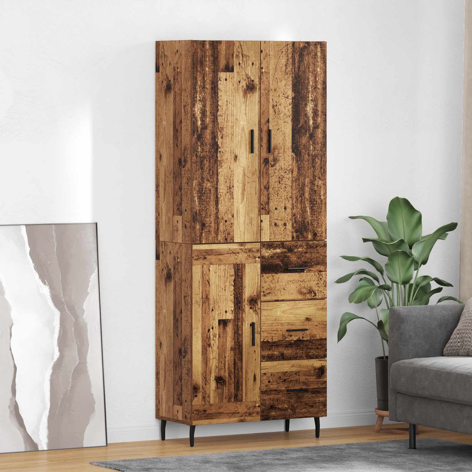 Highboard 2 stk. Altholz 69,5 x 34 x 180 cm Holzwerkstoff