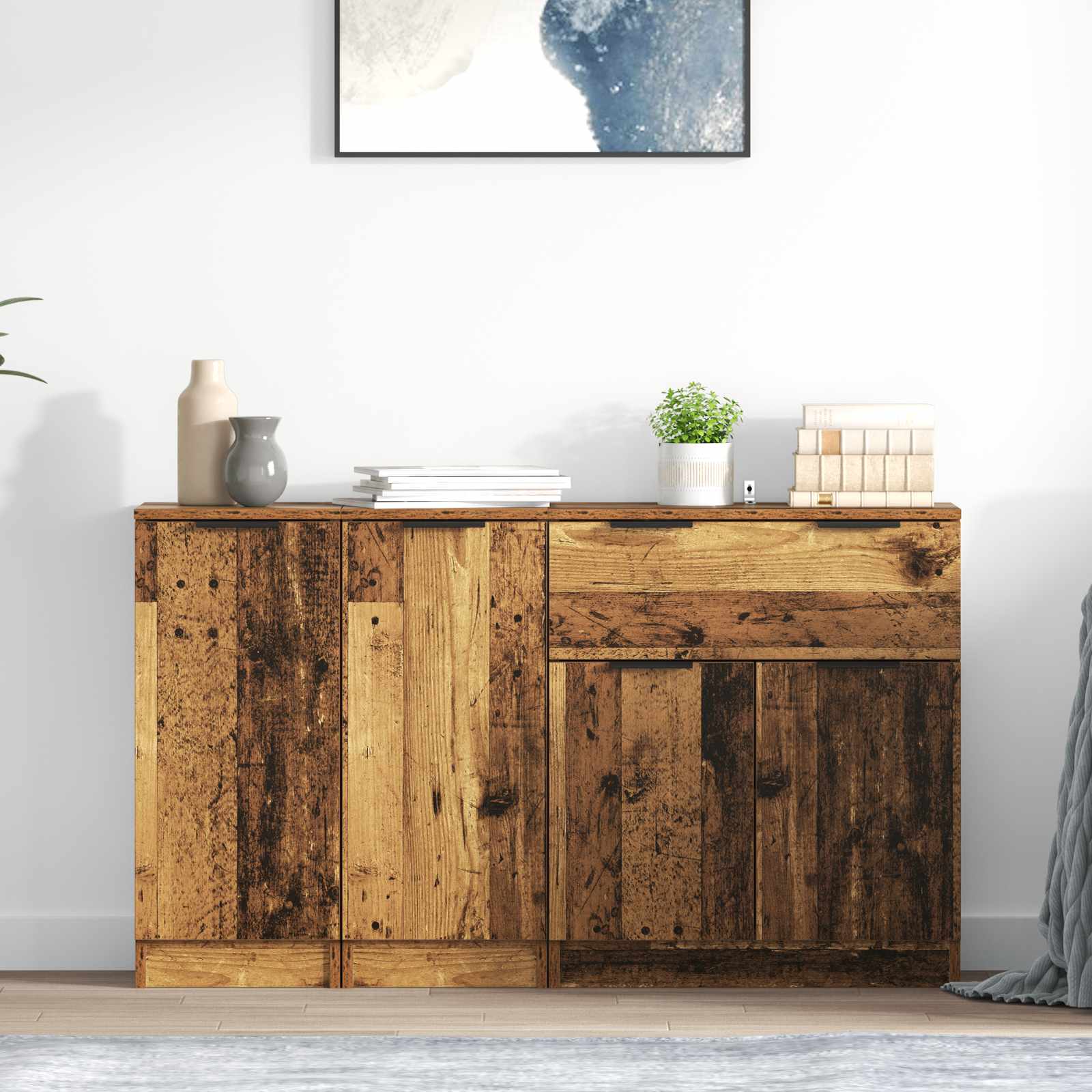 Sideboard 3 stk. Altholz 120 x 30 x 70 cm Holzwerkstoff