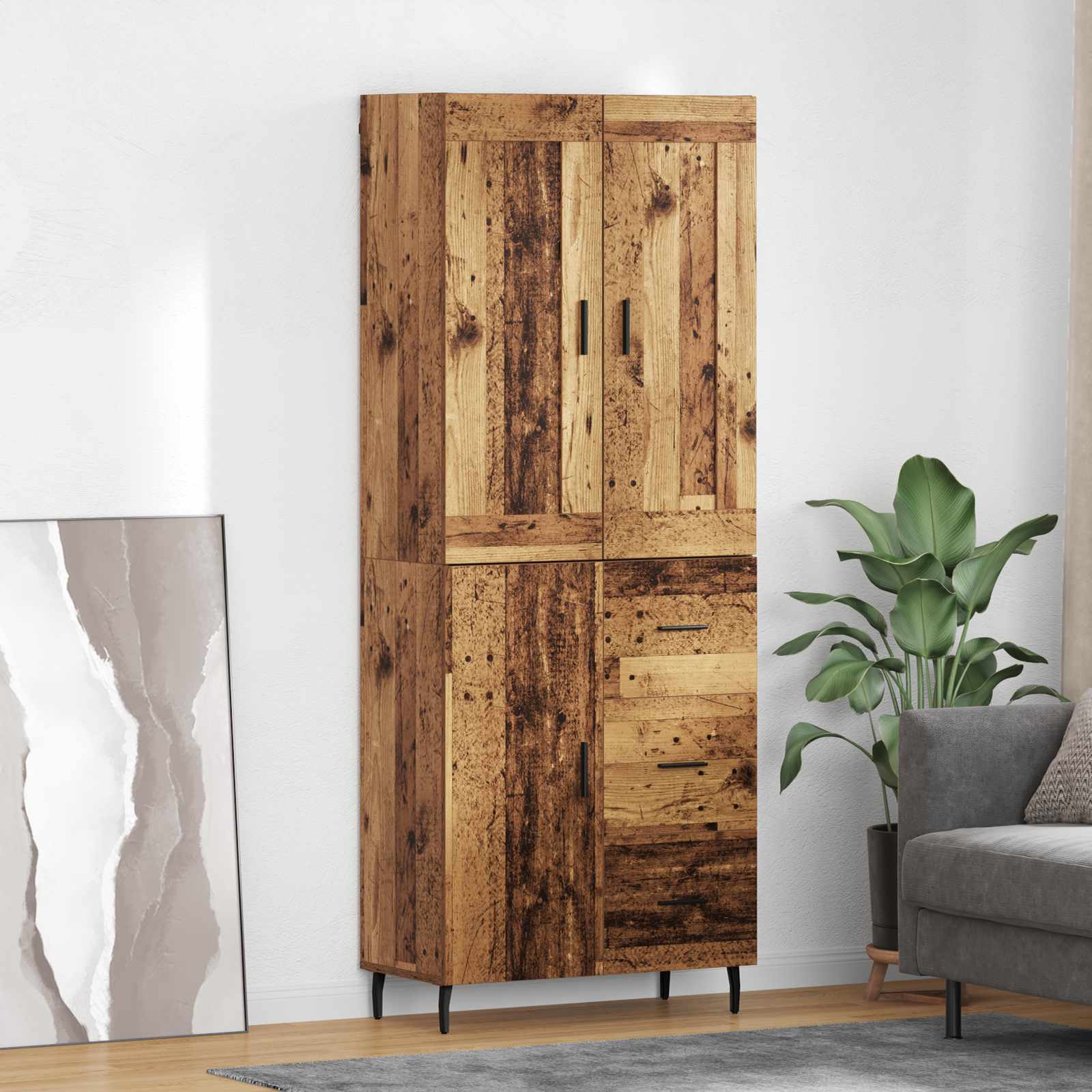 Highboard 2 stk. Altholz 69,5 x 34 x 180 cm Holzwerkstoff
