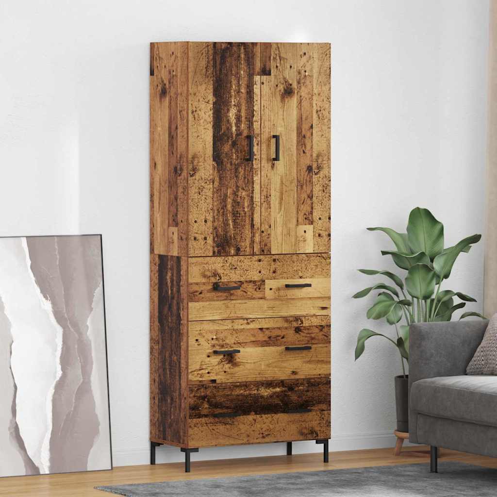 Highboard Altholz 69,5 x 34 x 180 cm Holzwerkstoff