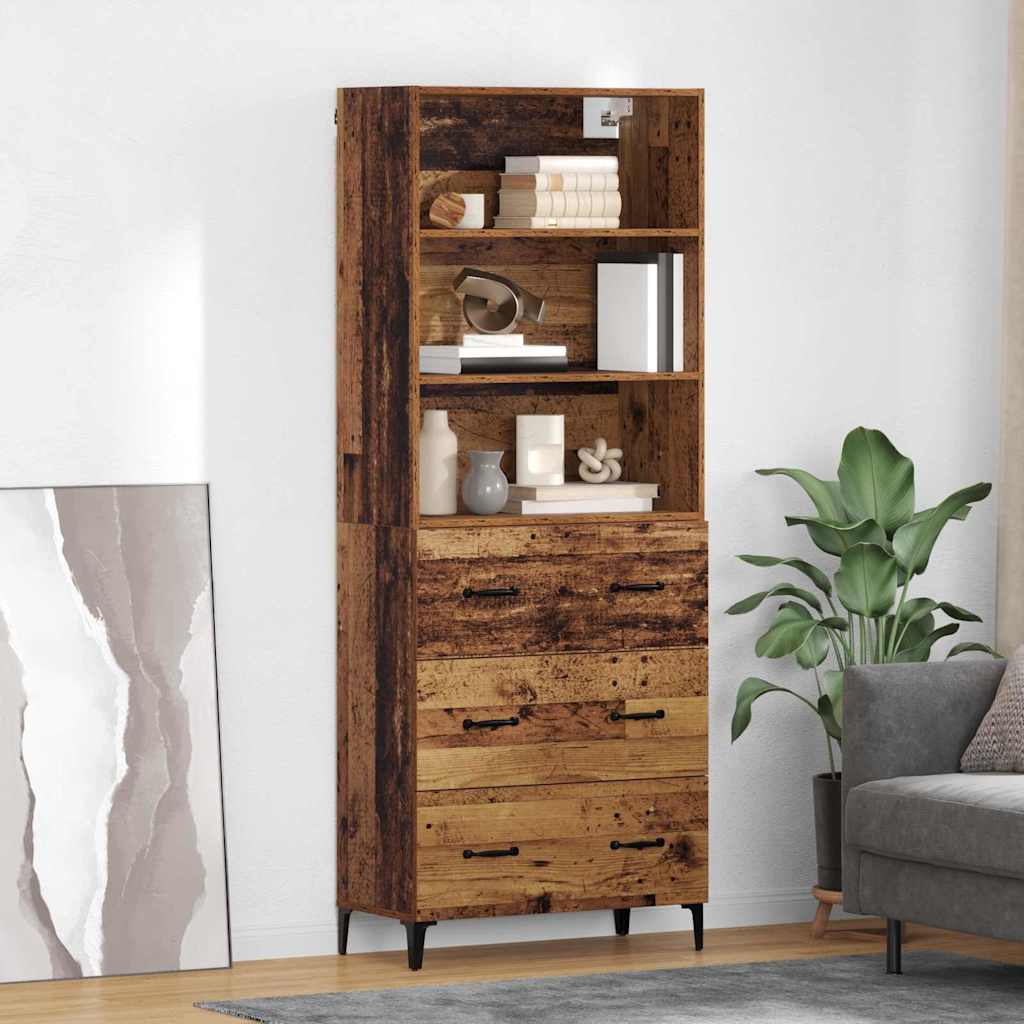 Highboard Altholz 69,5 x 34 x 180 cm Holzwerkstoff