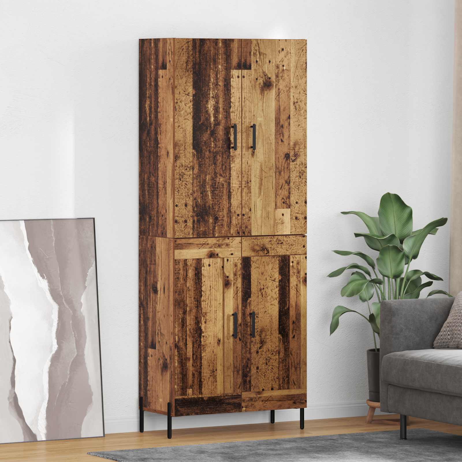 Highboard Altholz 69,5 x 34 x 180 cm Holzwerkstoff