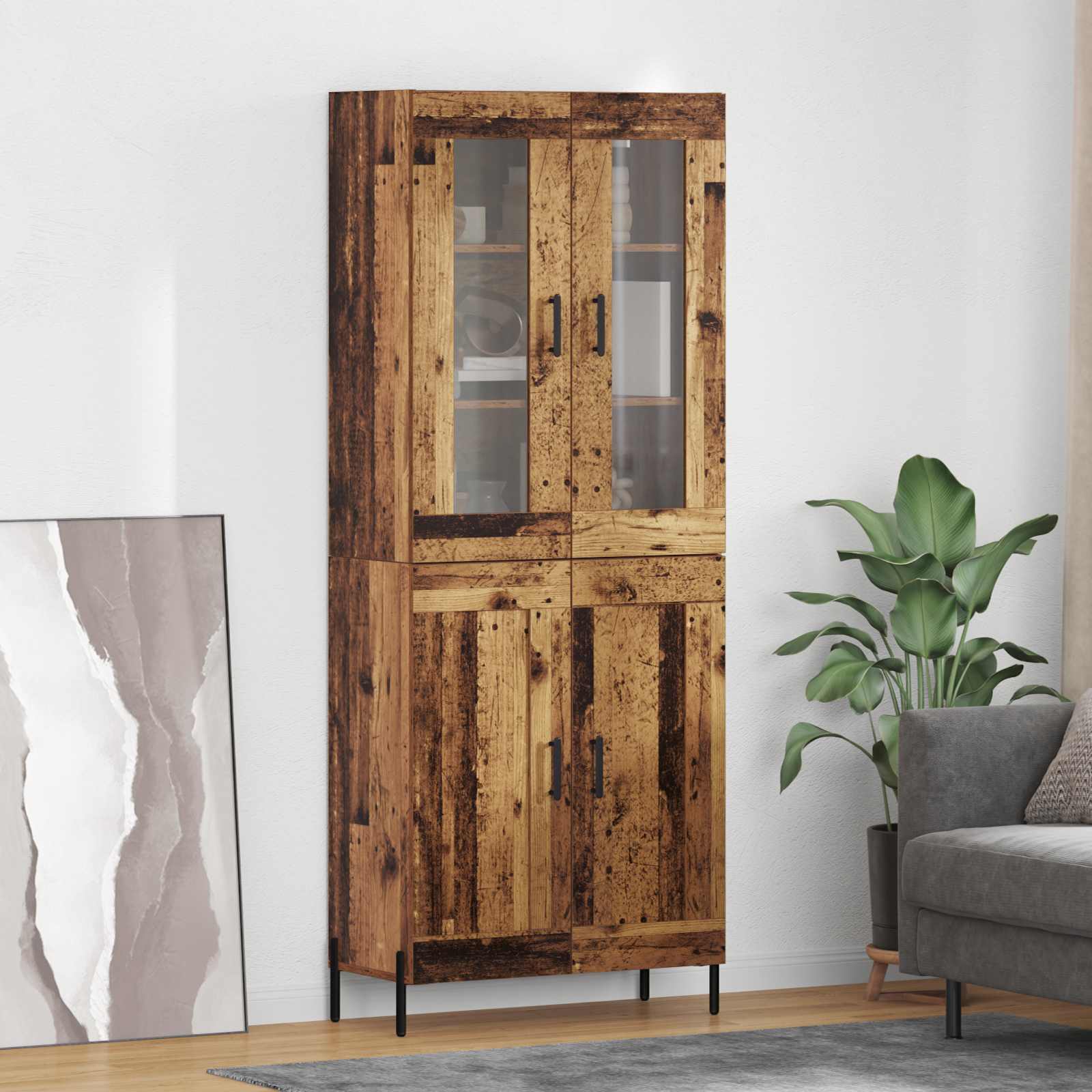Highboard Altholz 69,5 x 34 x 180 cm Holzwerkstoff