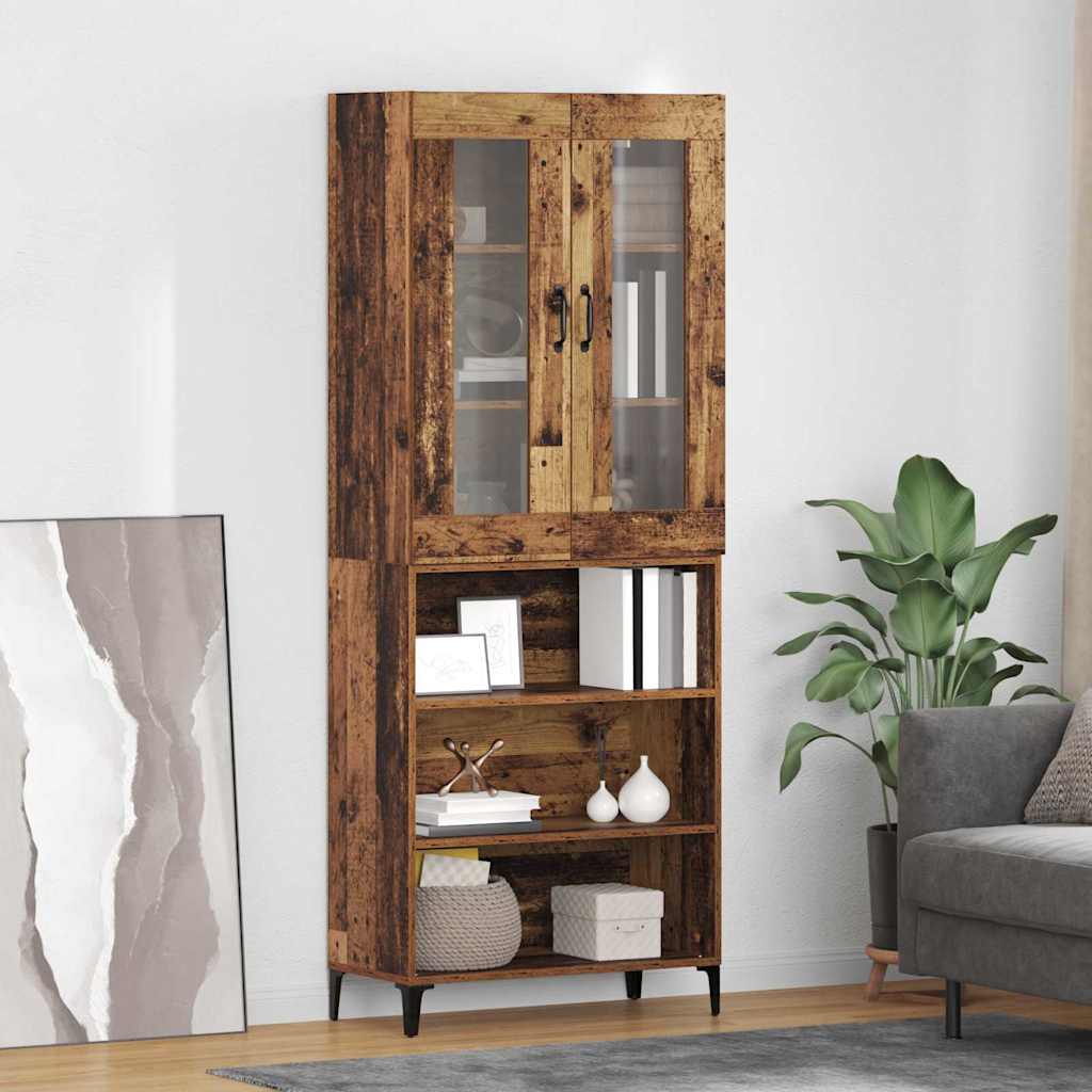 Highboard Altholz 69,5 x 34 x 180 cm Holzwerkstoff
