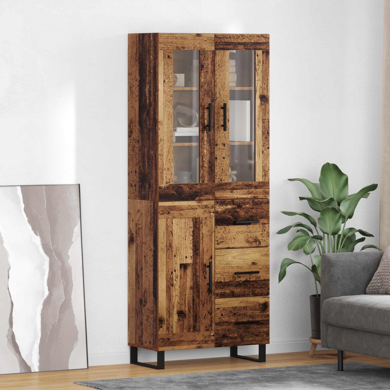Highboard 2 stk. Altholz 69,5 x 34 x 180 cm Holzwerkstoff
