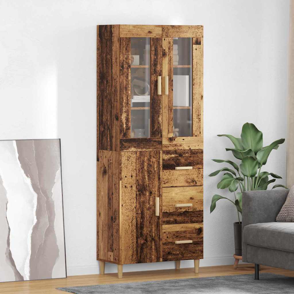 Highboard Altholz 34,5 x 34 x 180 cm Holzwerkstoff