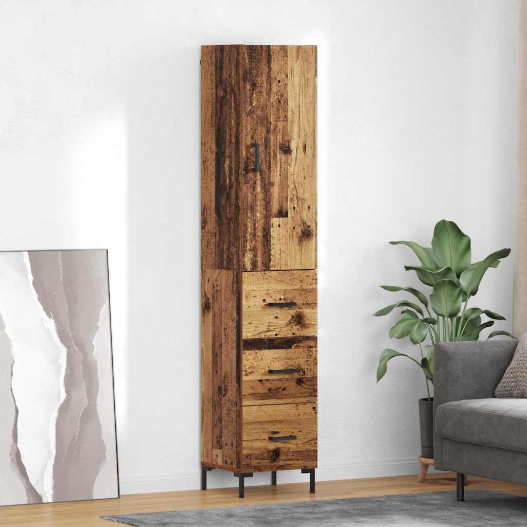 Highboard Altholz 34,5 x 34 x 180 cm Holzwerkstoff