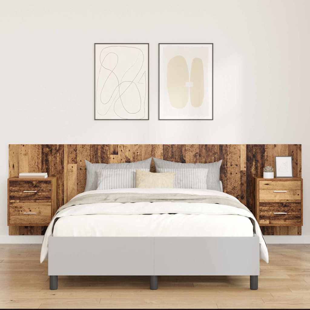 Kopfteil mit Schrank 3 stk. Altholz Holzwerkstoff