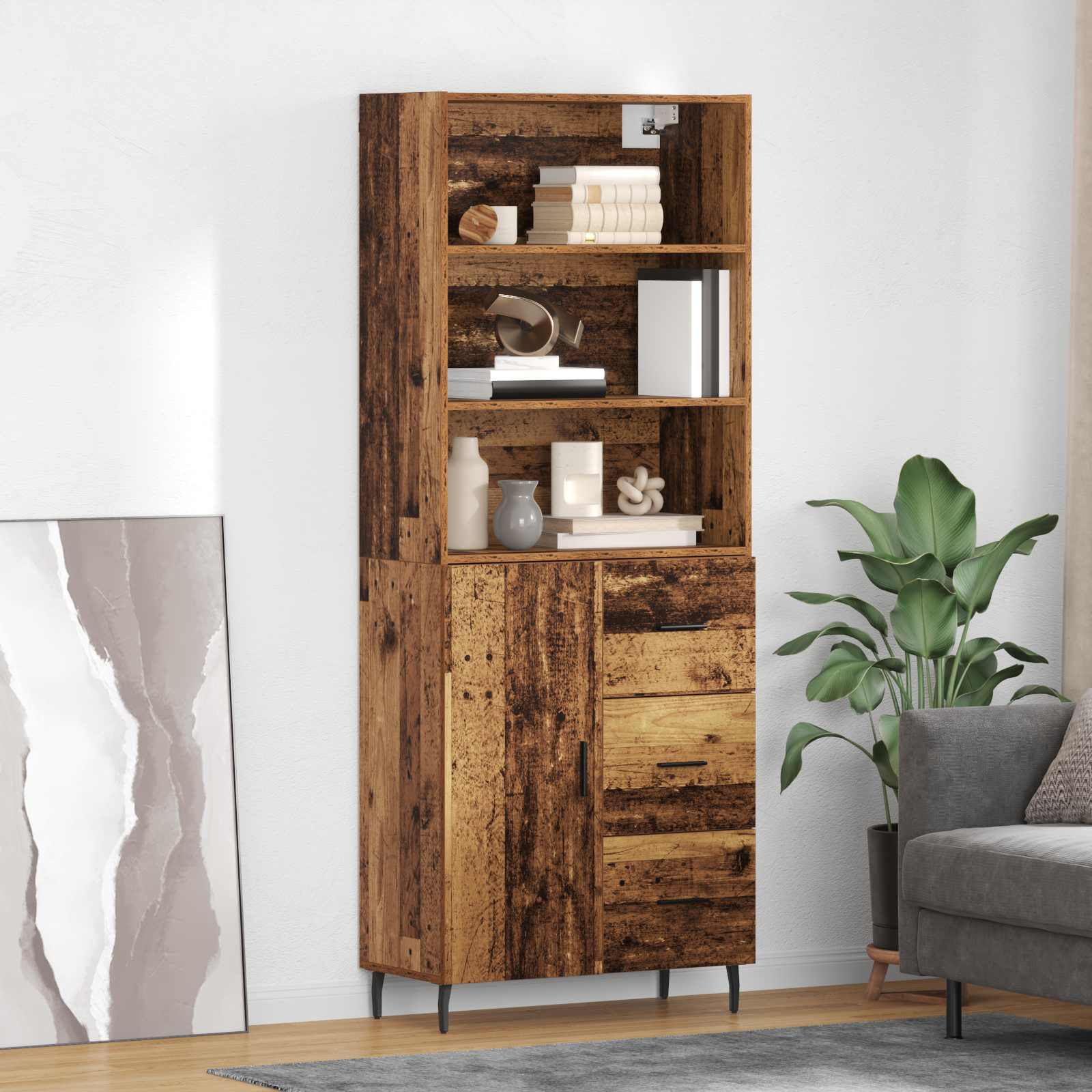 Highboard 2 stk. Altholz 69,5 x 32,5 x 180 cm Holzwerkstoff