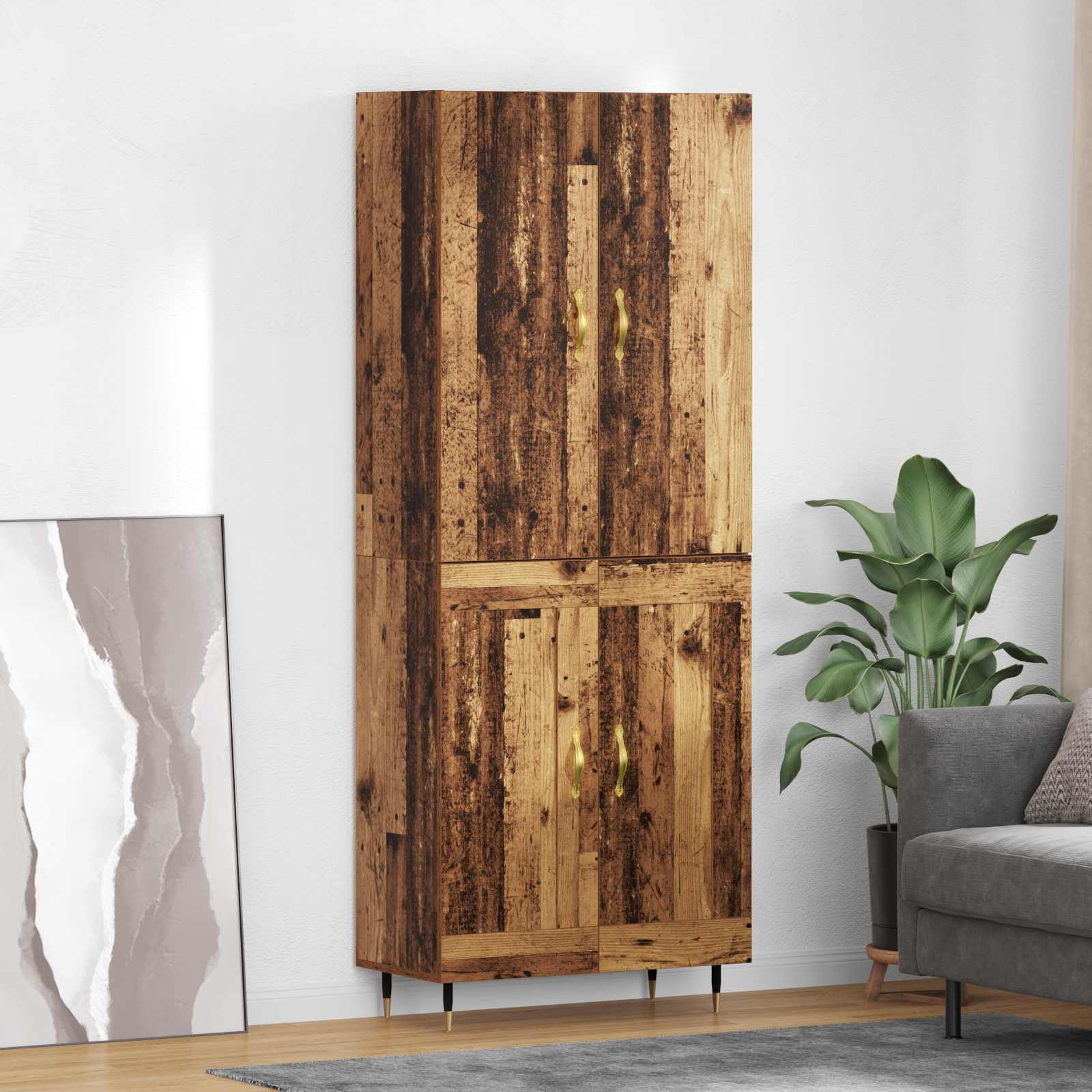 Highboard Altholz 69,5 x 34 x 180 cm Holzwerkstoff