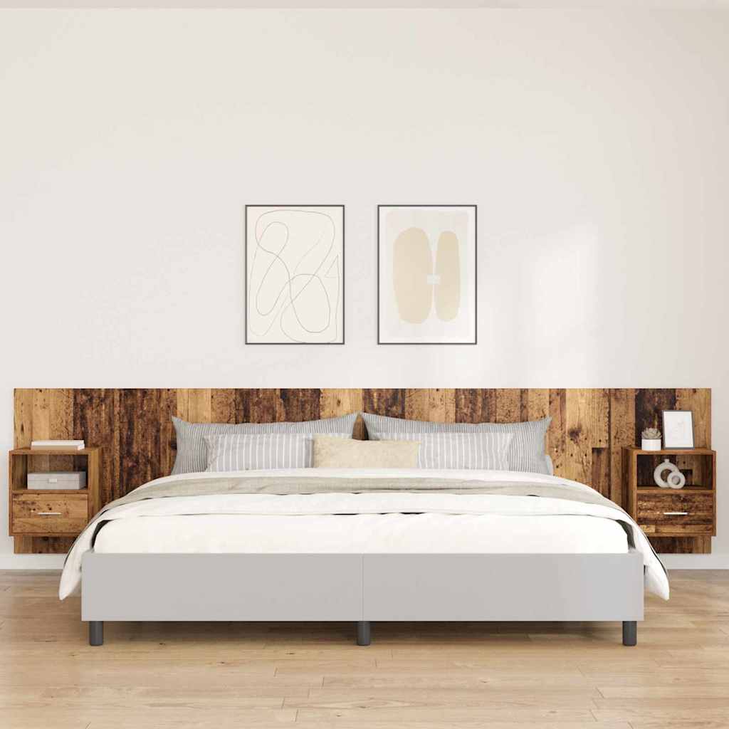 Kopfteil mit Schrank 3 stk. Altholz Holzwerkstoff
