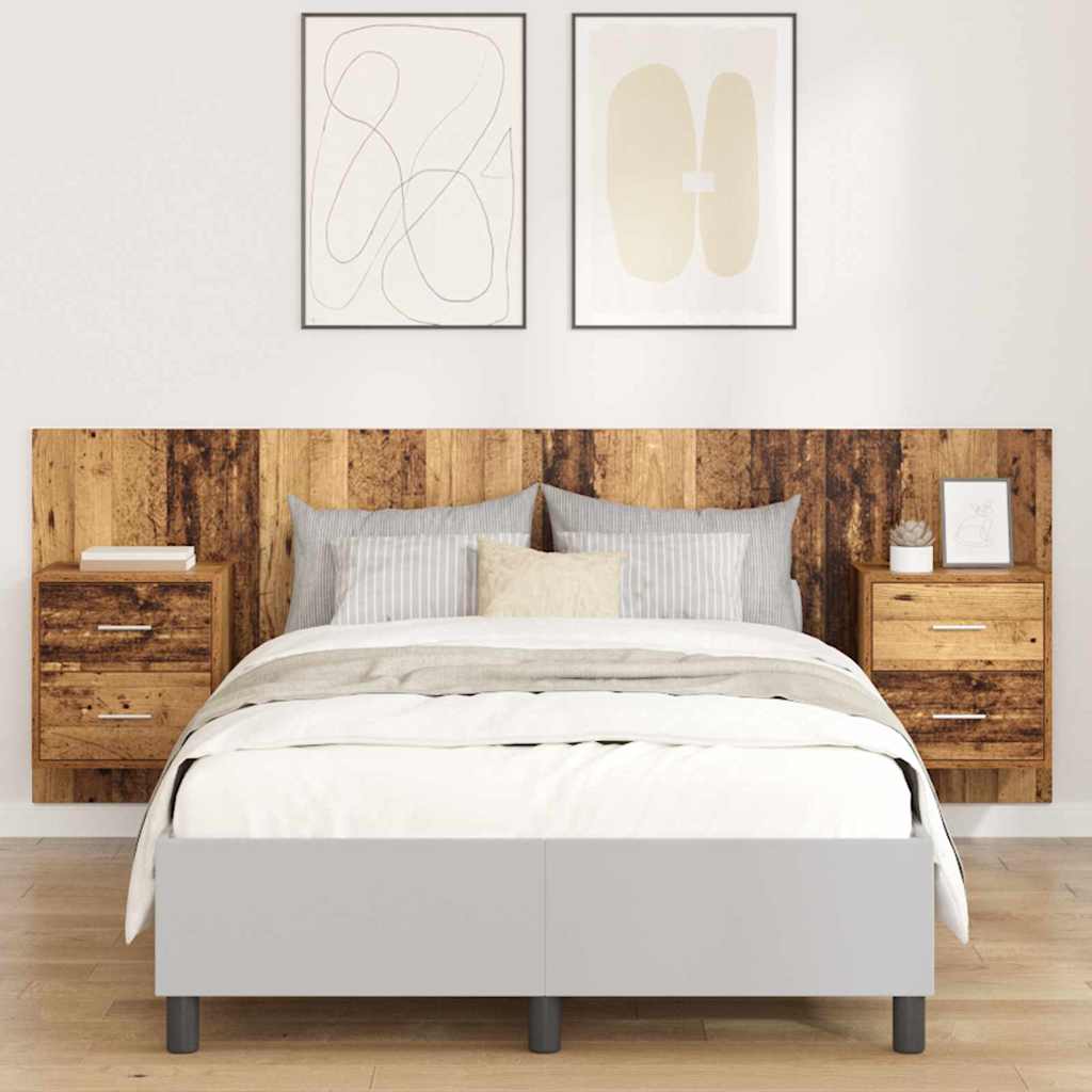 Kopfteil mit Schrank 3 stk. Altholz Holzwerkstoff