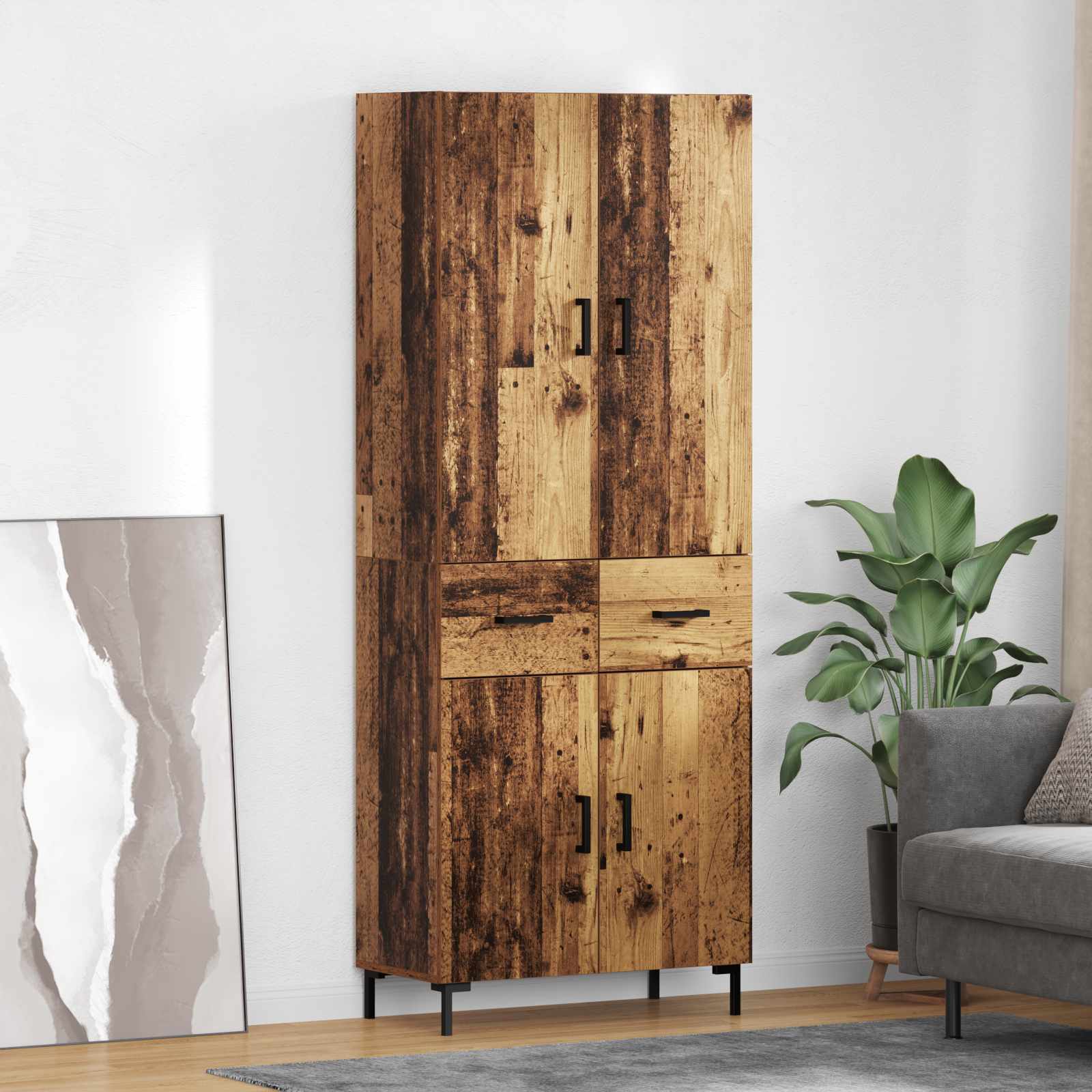 Highboard Altholz 69,5 x 34 x 180 cm Holzwerkstoff