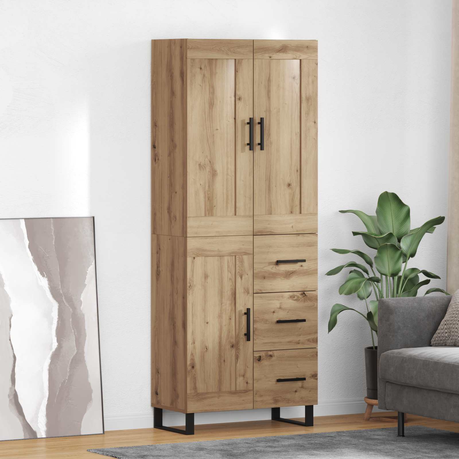 Highboard 2 stk. Artisan-Eiche 69,5 x 34 x 180 cm