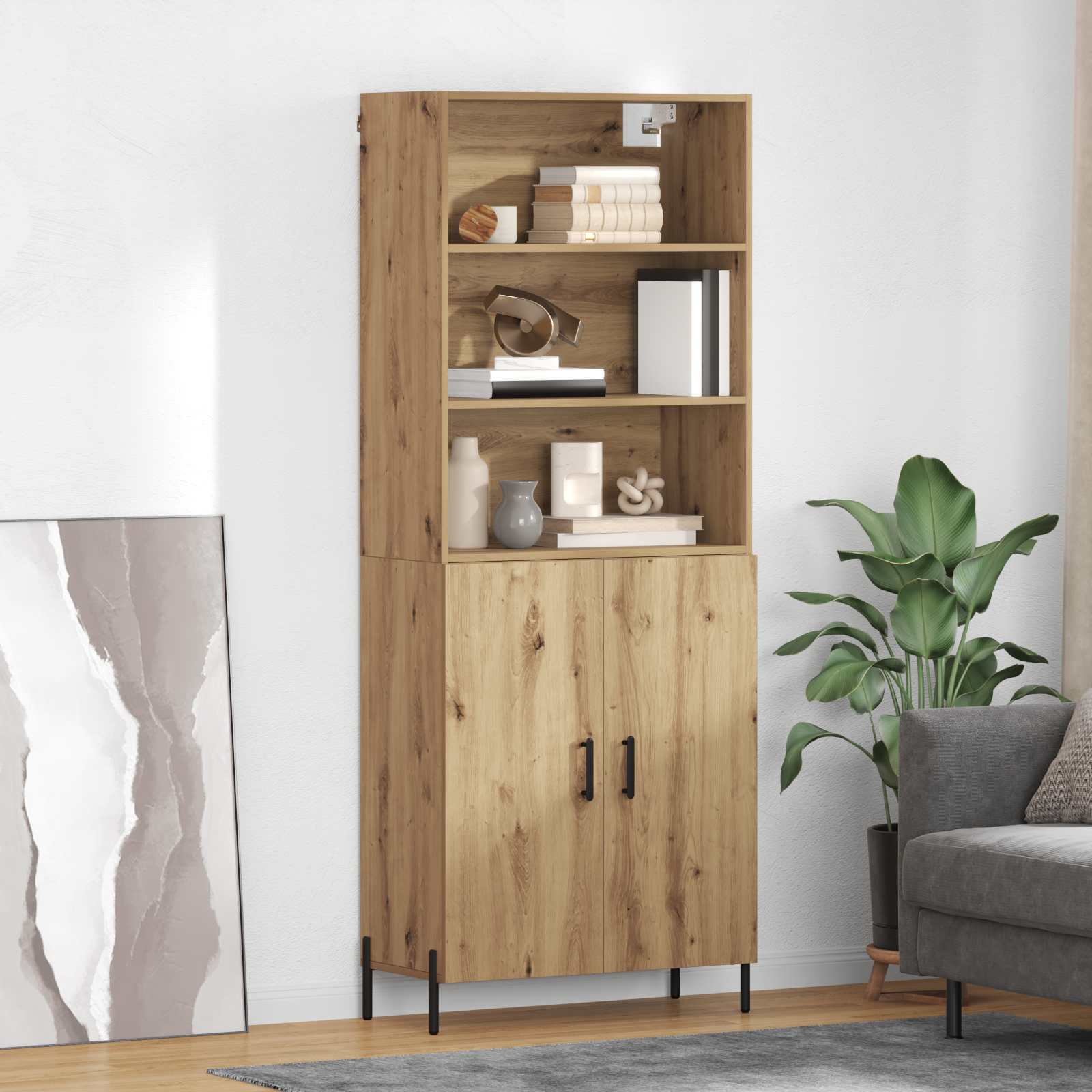 Highboard Artisan-Eiche 69,5 x 32,5 x 180 cm Holzwerkstoff