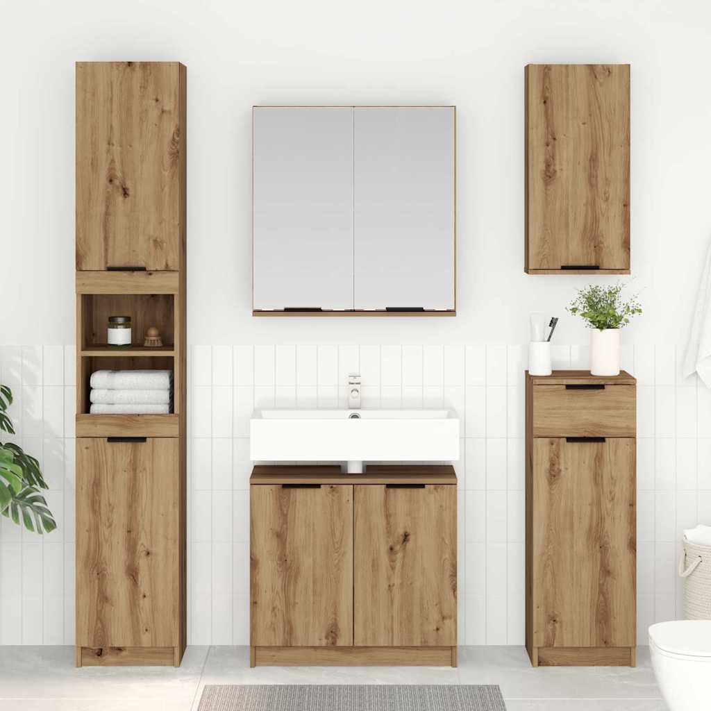 Badezimmerschrank-Set 3 Stk. Artisan-Eiche Holzwerkstoff