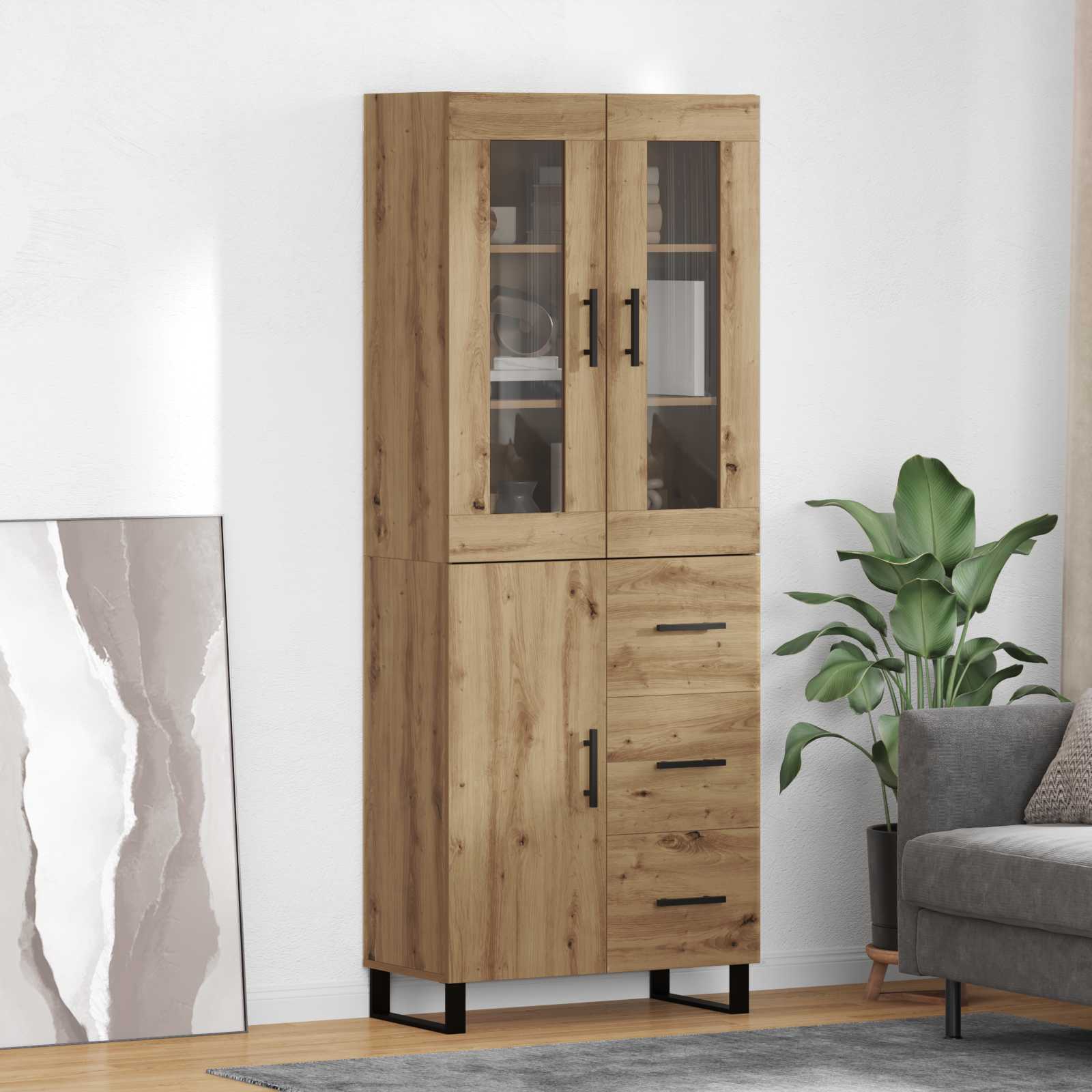 Highboard 2 stk. Artisan-Eiche 69,5 x 34 x 180 cm Holzwerkstoff