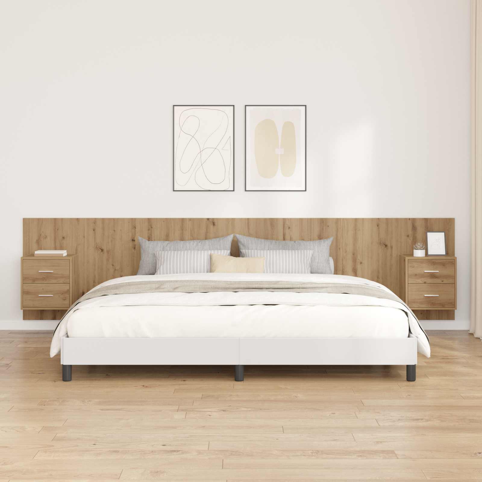 Kopfteil mit Schrank 3 stk. Artisan-Eiche Holzwerkstoff