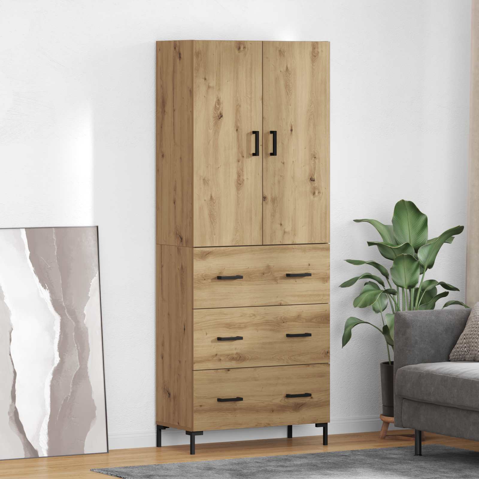 Highboard Artisan-Eiche 69,5 x 34 x 180 cm Holzwerkstoff