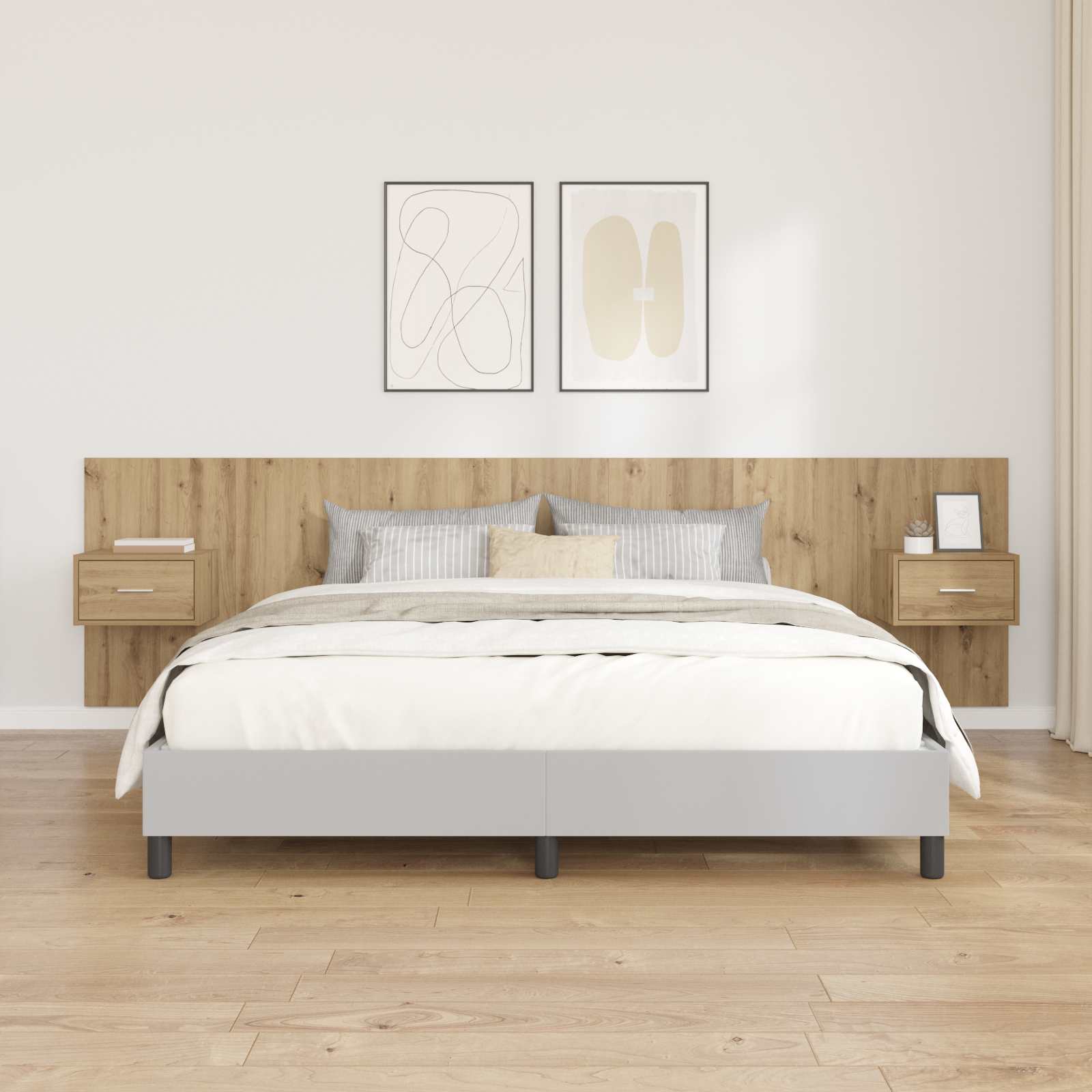 Kopfteil mit Schrank 3 stk. Artisan-Eiche Holzwerkstoff