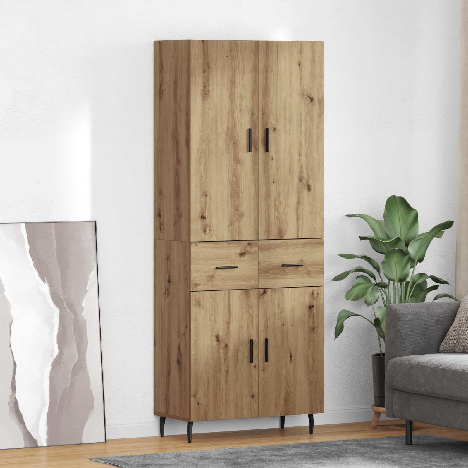 Highboard 2 stk. Artisan-Eiche 69,5 x 34 x 180 cm Holzwerkstoff