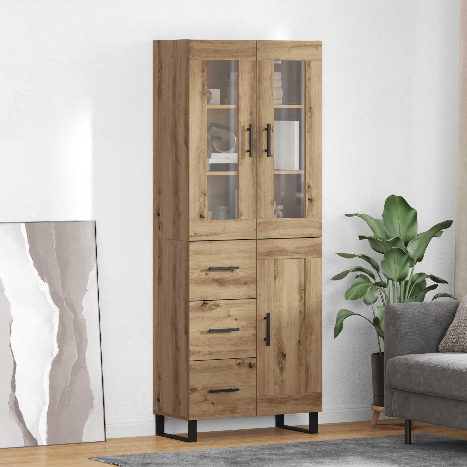 Highboard 2 stk. Artisan-Eiche 69,5 x 34 x 180 cm Holzwerkstoff