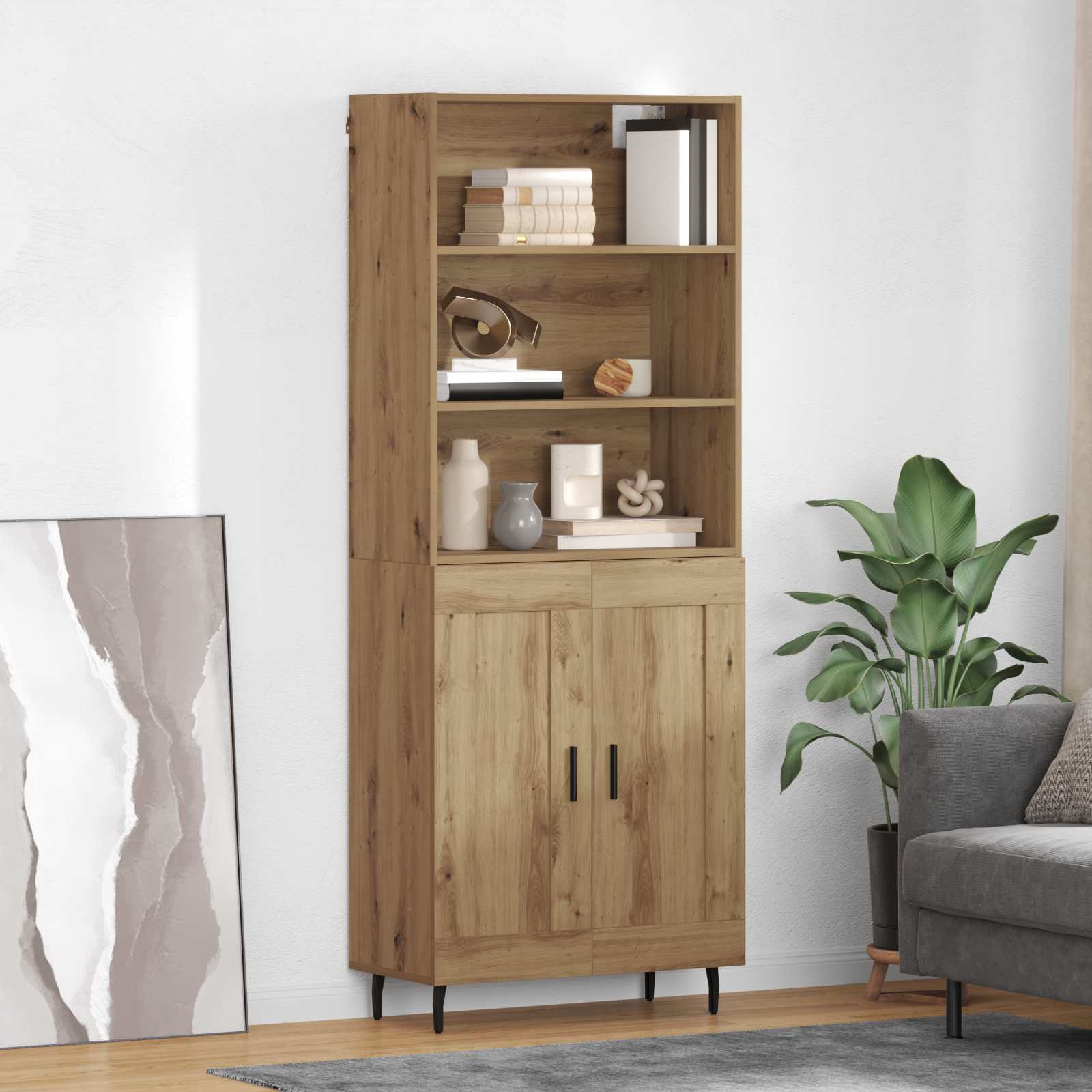 Highboard 2 stk. Artisan-Eiche 69,5 x 32,5 x 180 cm