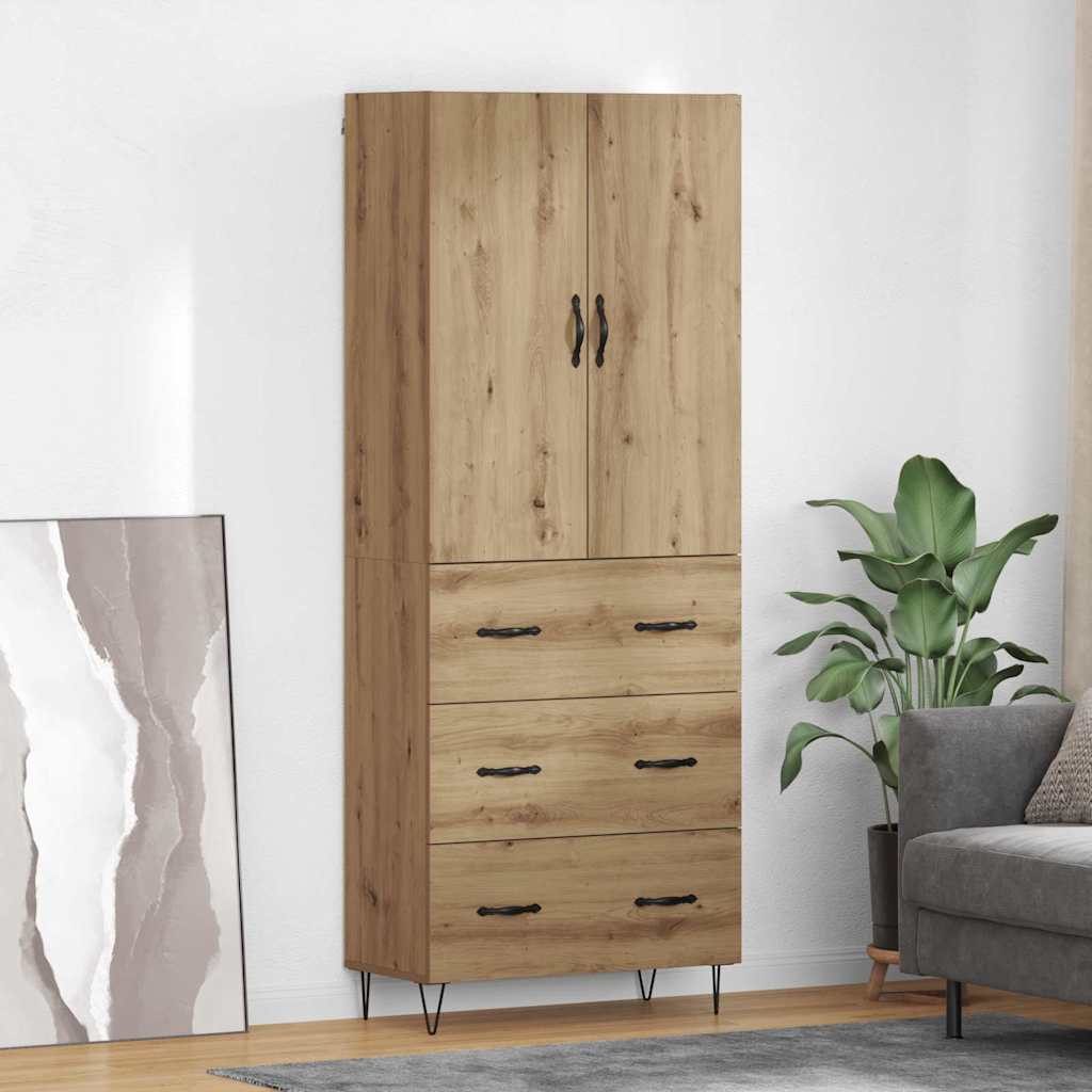 Highboard 2 stk. Artisan-Eiche 69,5 x 34 x 180 cm Holzwerkstoff